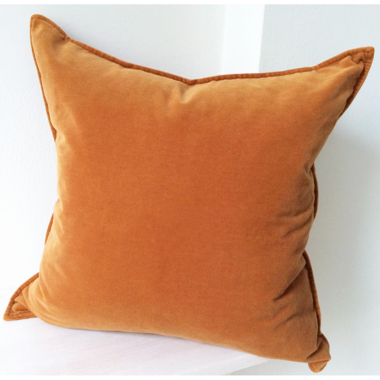 Crate & Barrel Velvet Pillow Cover in Cognac/Rust Orange - image-1