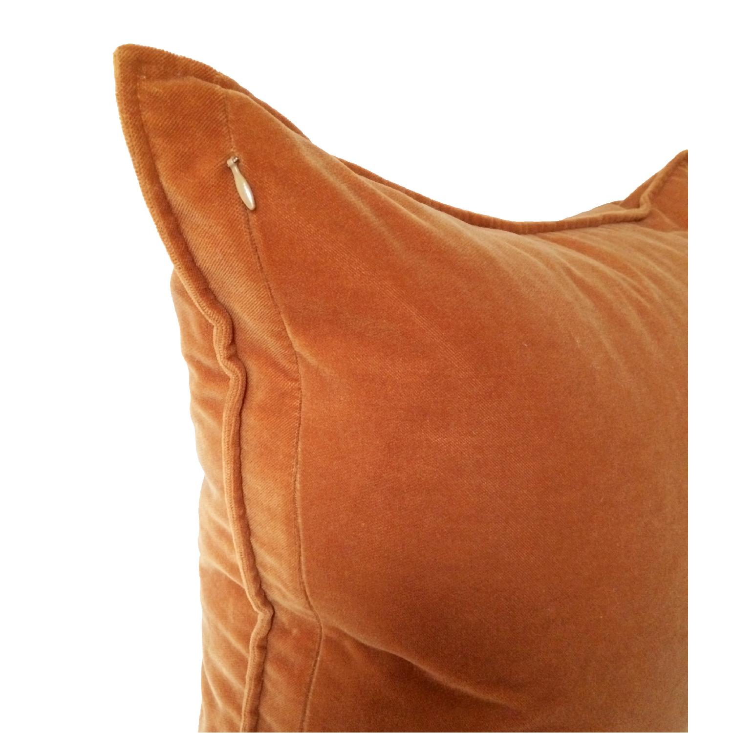 Crate & Barrel Velvet Pillow Cover in Cognac/Rust Orange - image-3
