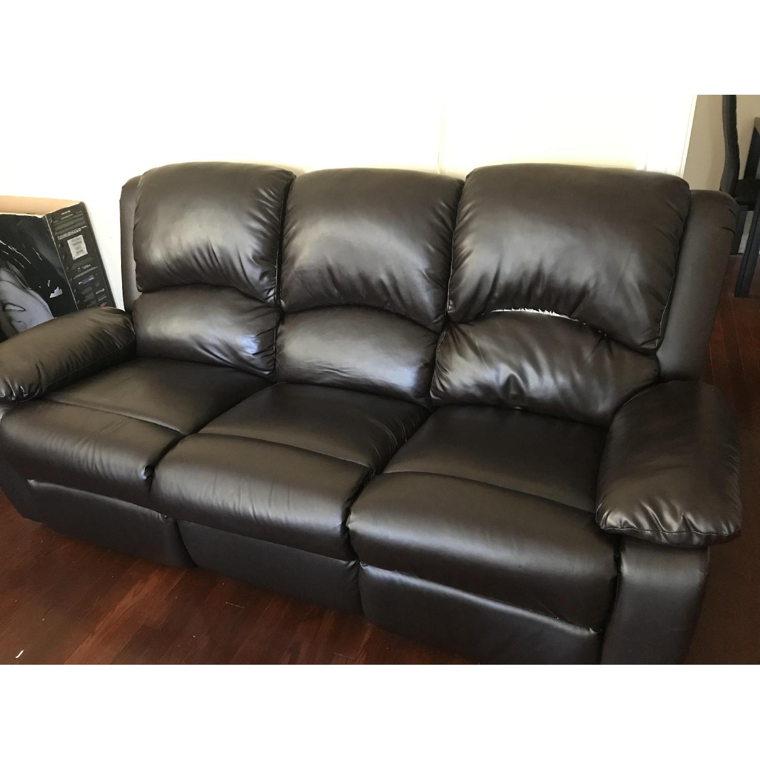 Brown Leather 3-Seater Sofa - image-1