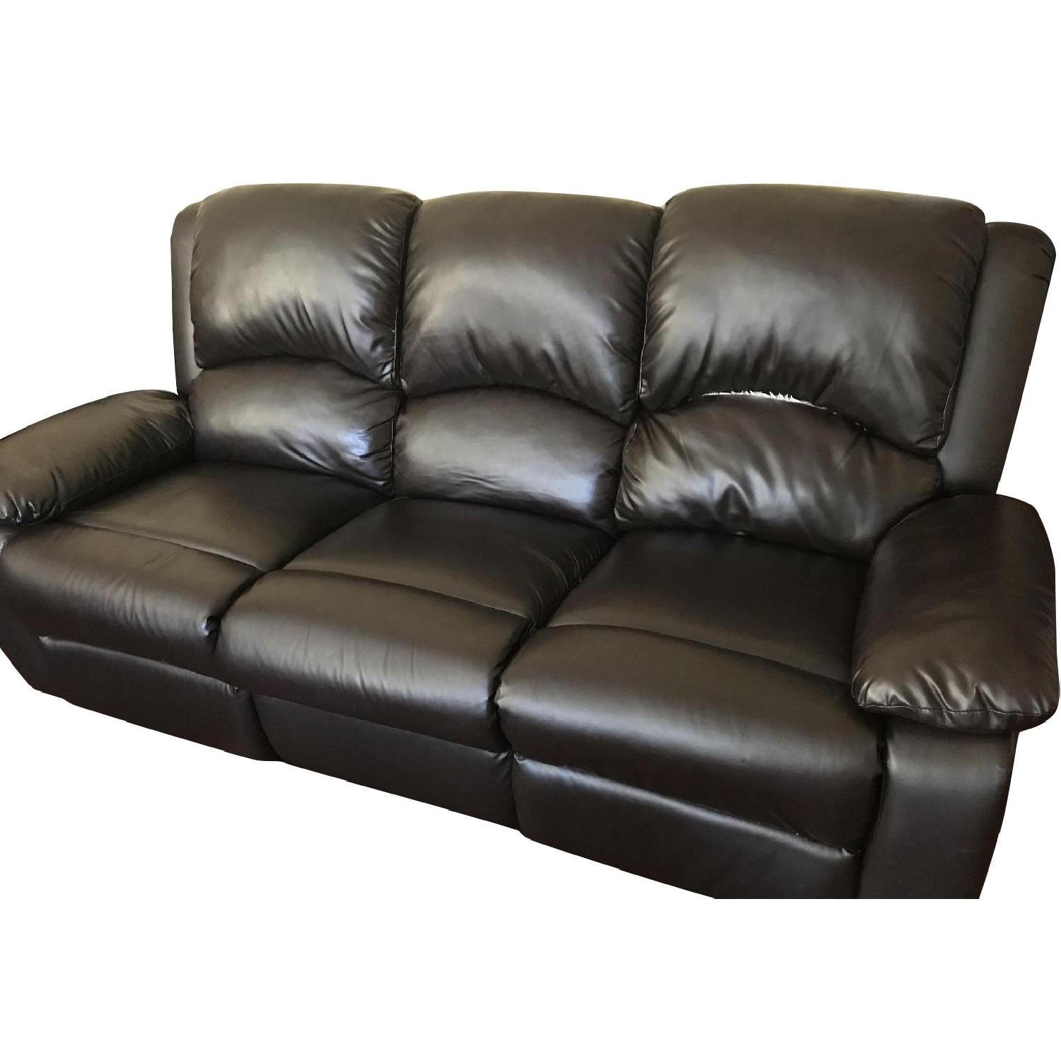 Brown Leather 3-Seater Sofa - image-0