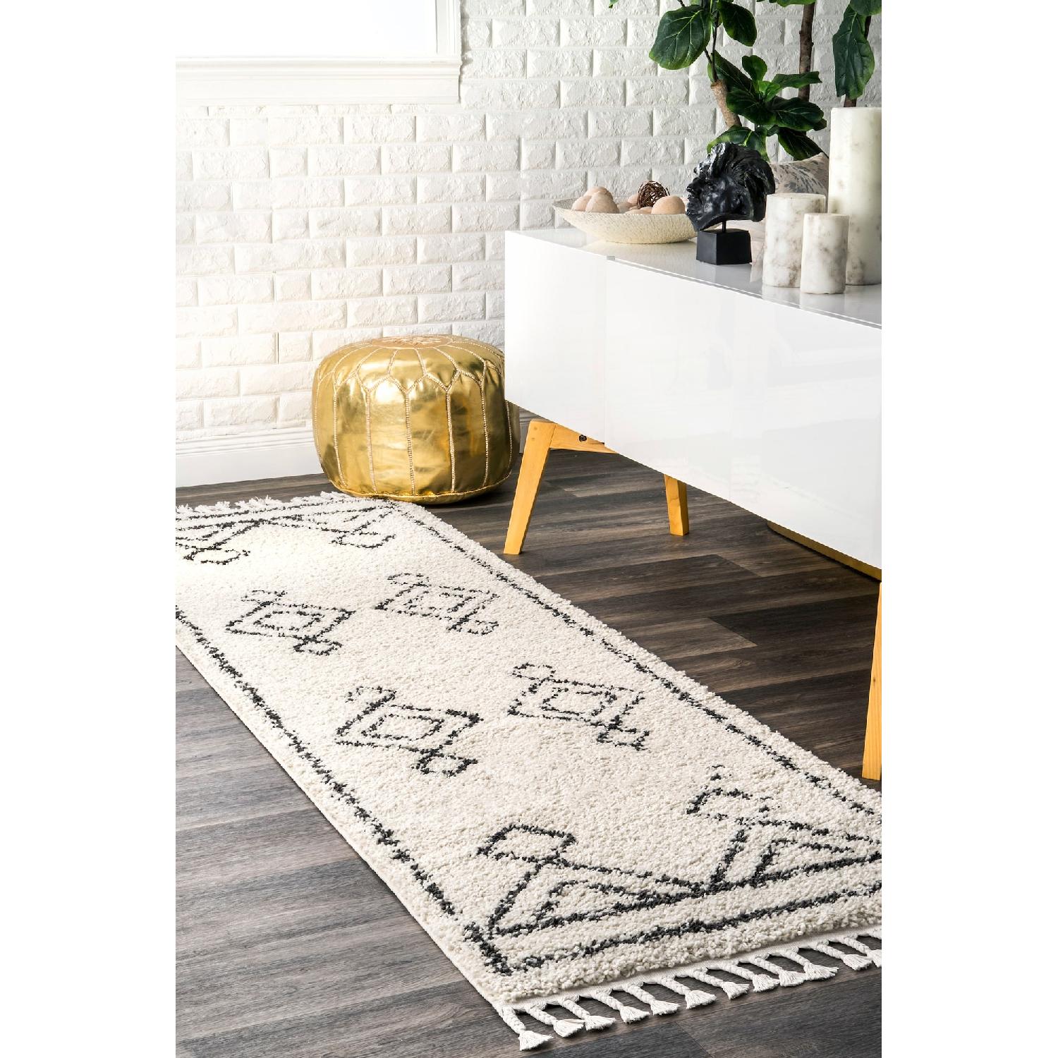 Moroccan Diamond Shag Runner Rug - image-4