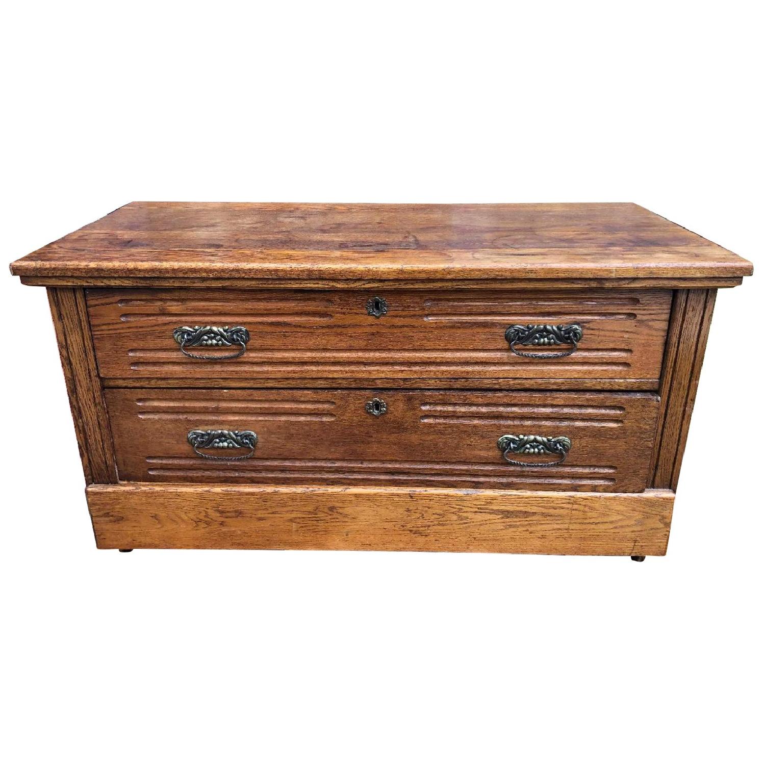 Vintage Oak Dresser on Wheels - AptDeco