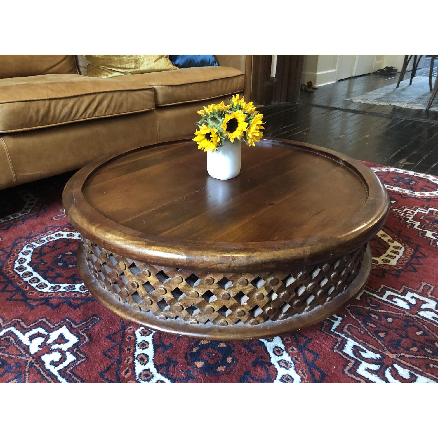 West Elm Carved Wood Coffee Table - image-3