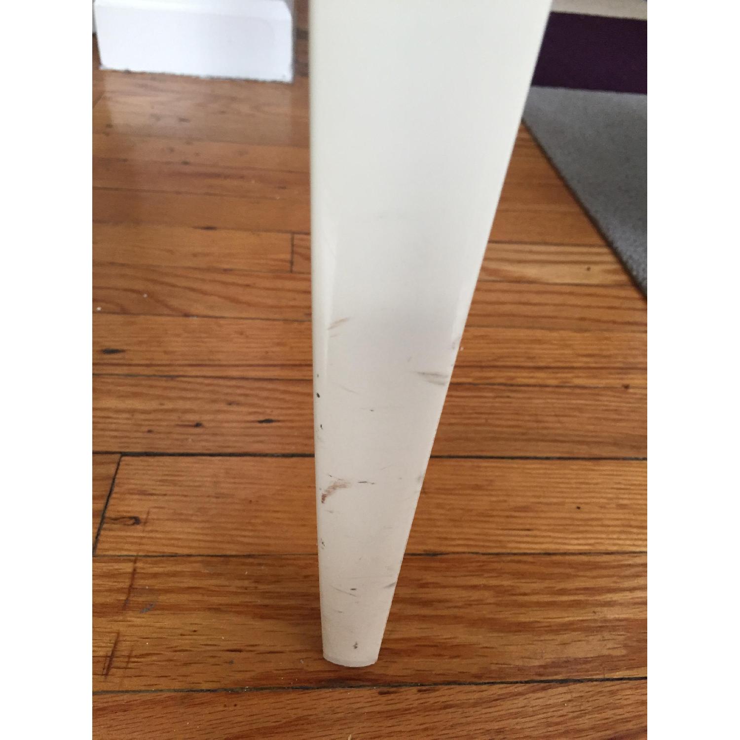 Glass Top Metal Frame Dining Table w/ 6 White Chairs - image-5