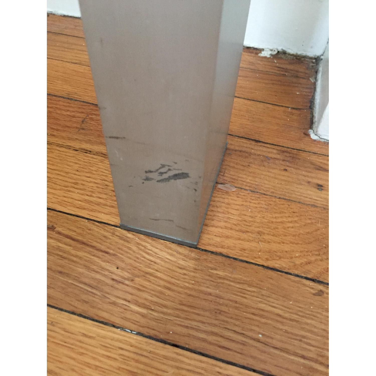 Glass Top Metal Frame Dining Table w/ 6 White Chairs - image-6