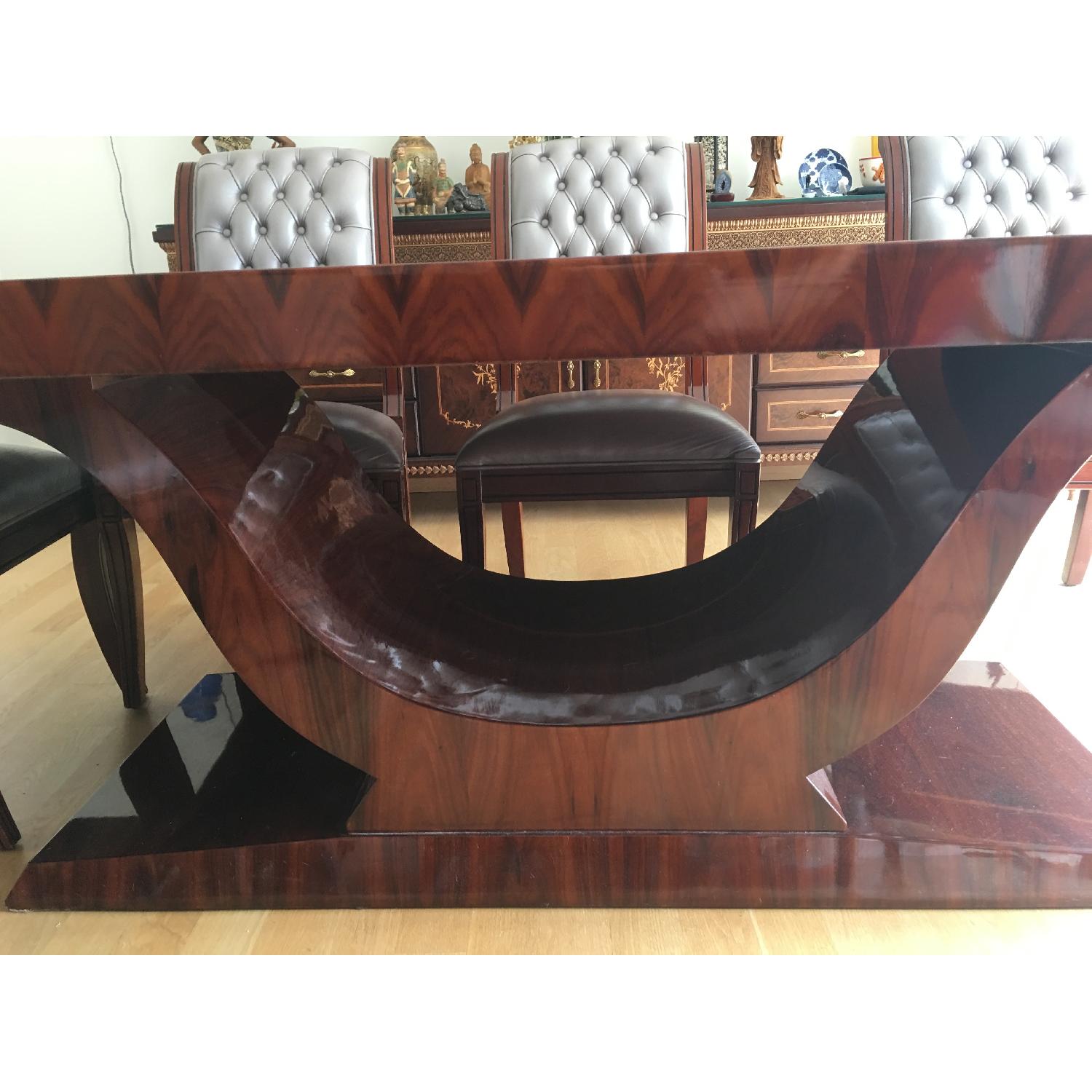High Gloss Art Deco Style Solid Hardwood Table - image-1