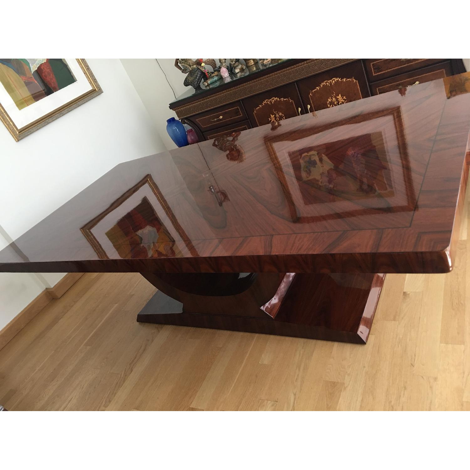 High Gloss Art Deco Style Solid Hardwood Table - image-9