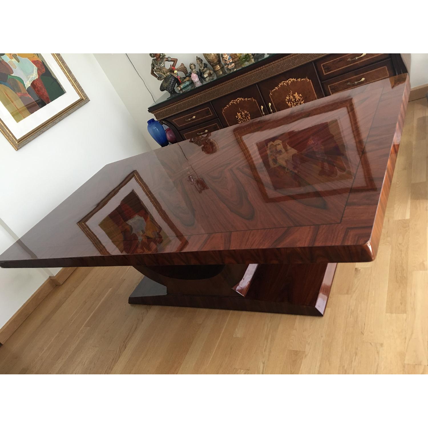 High Gloss Art Deco Style Solid Hardwood Table - image-10