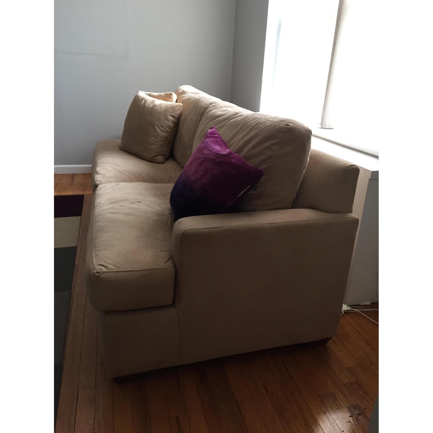 Beige Suede Queen Size Sleeper Sofa - image-2