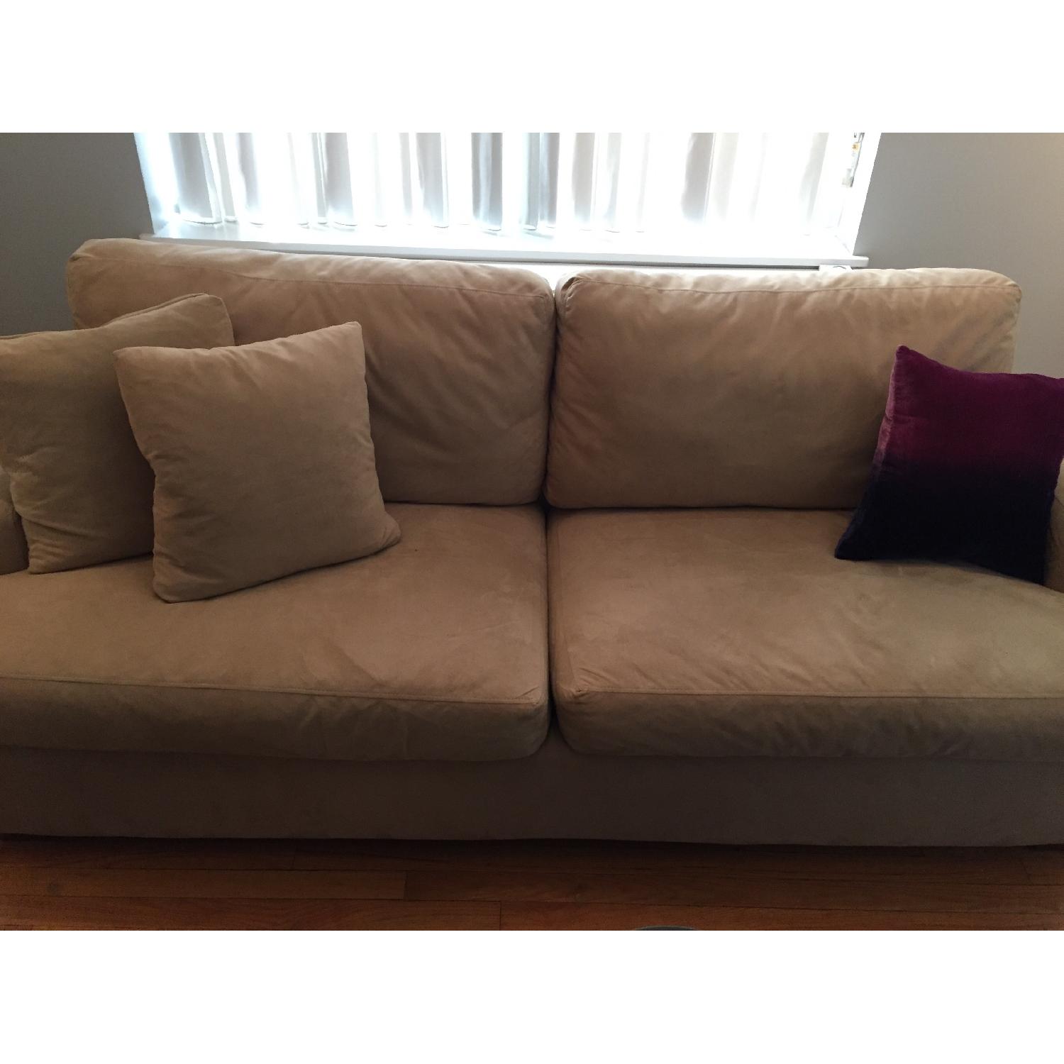 Beige Suede Queen Size Sleeper Sofa - image-3