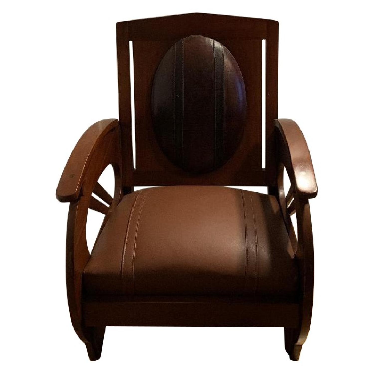 Mahogany & Leather Accent Chairs AptDeco