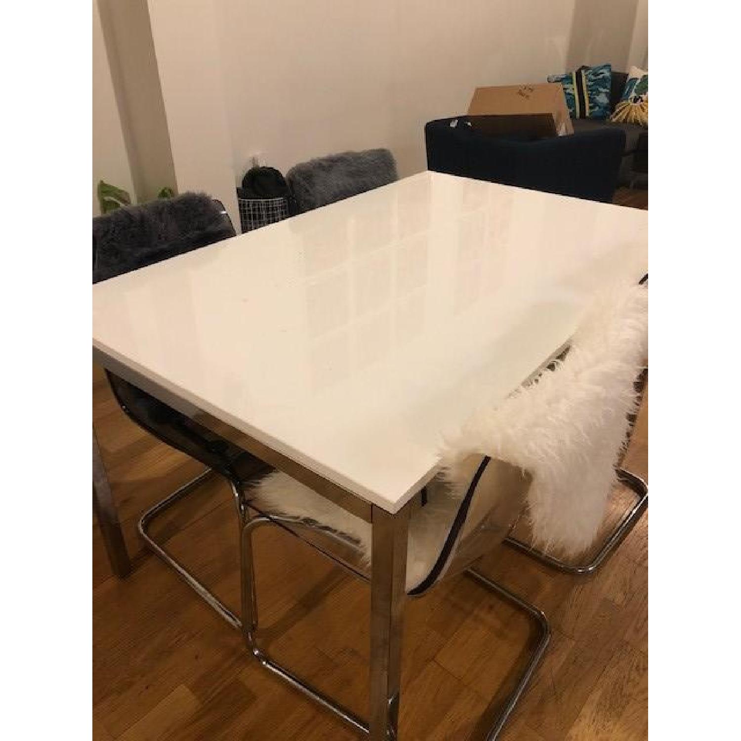 Ikea White Glass Tabletop w/ Silver Metal Frame - image-2