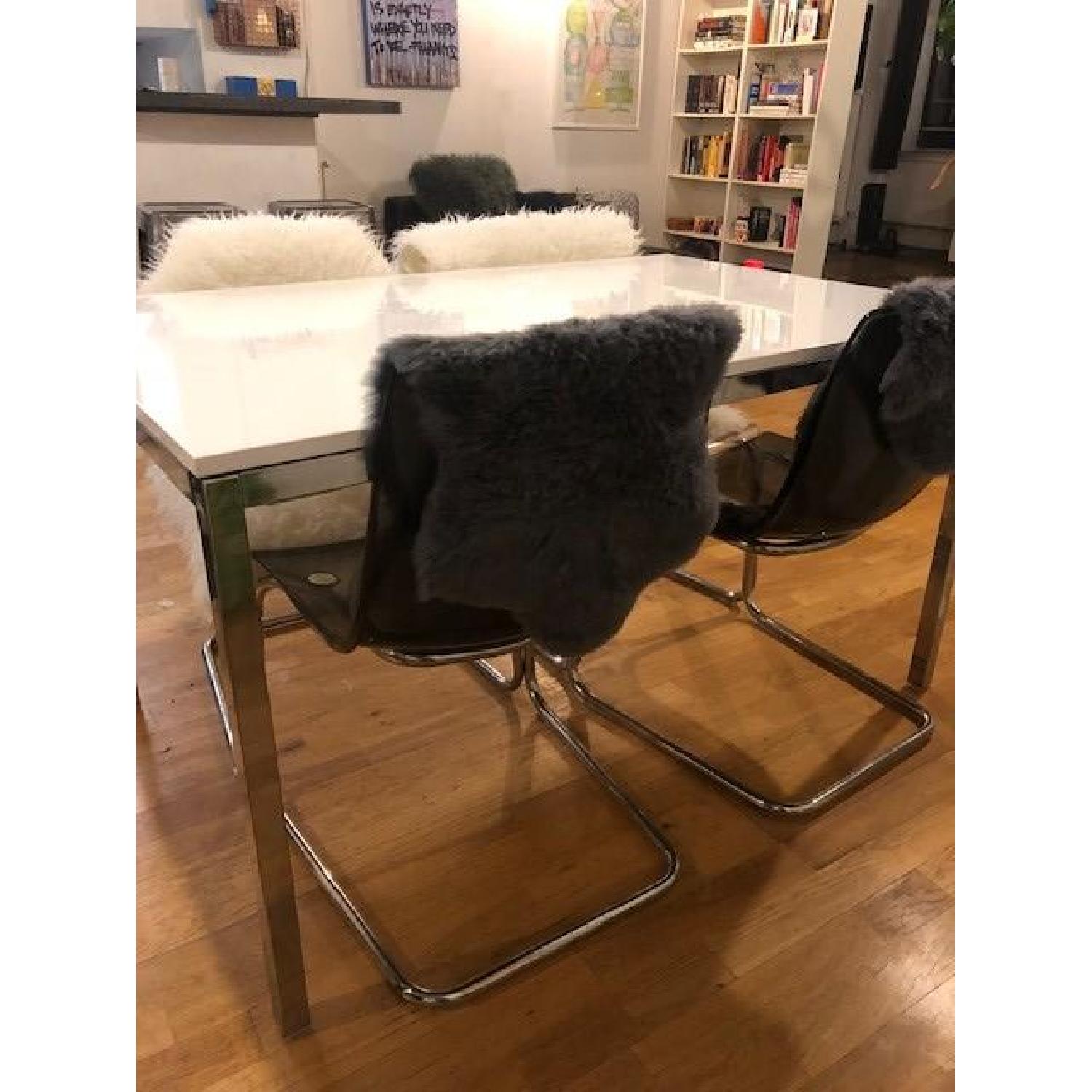 Ikea White Glass Tabletop w/ Silver Metal Frame - image-4