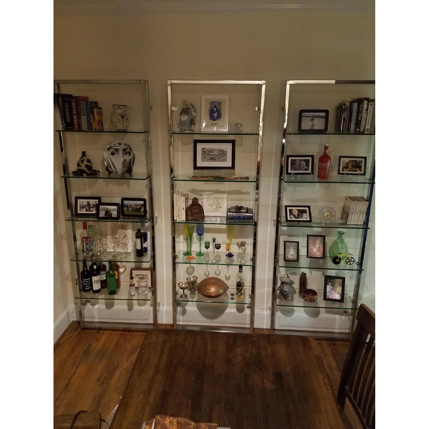 CB2 Modern Shelves w/ Chrome Frame & Glass Shelves AptDeco