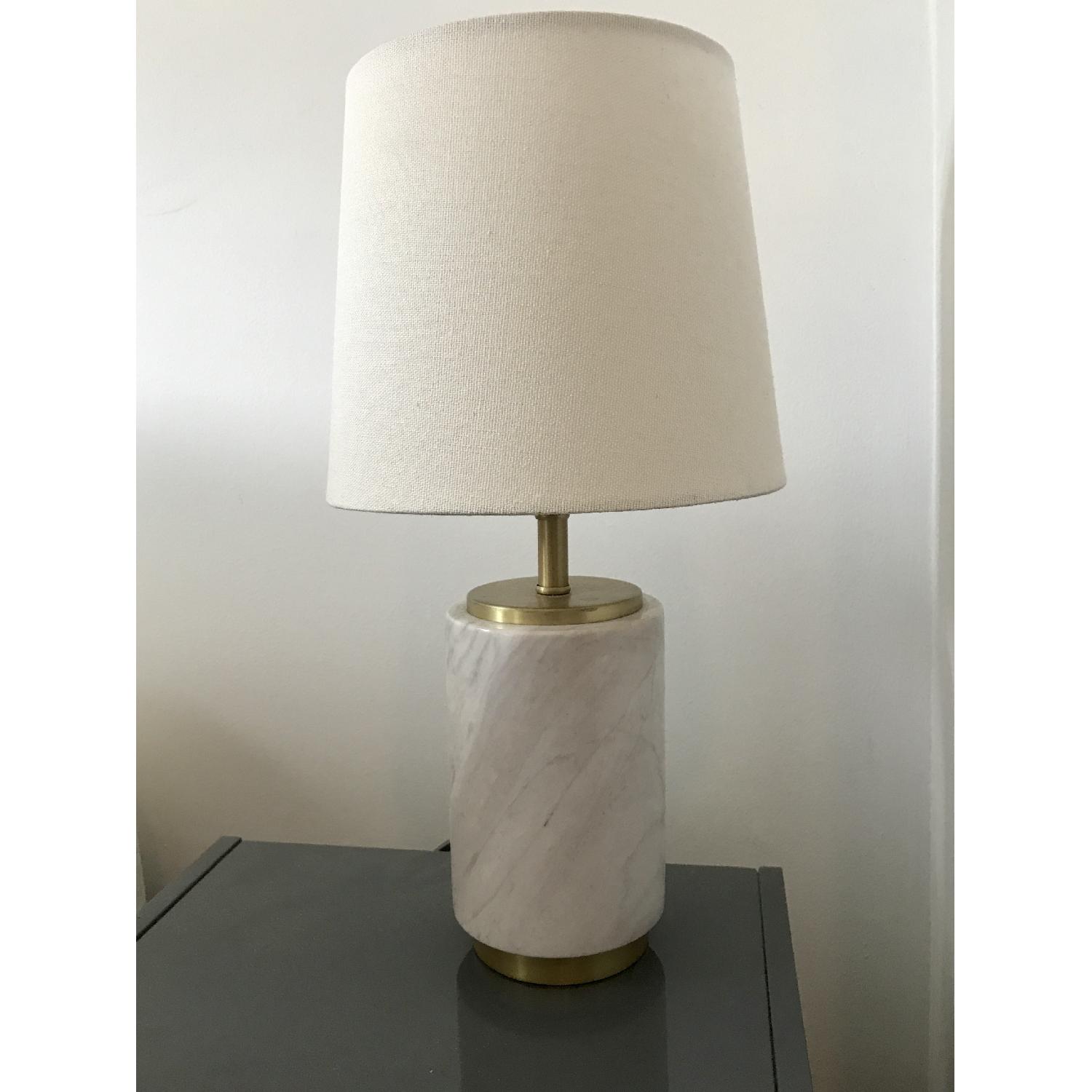 West Elm Small Marble Pillar Table Lamp - image-3