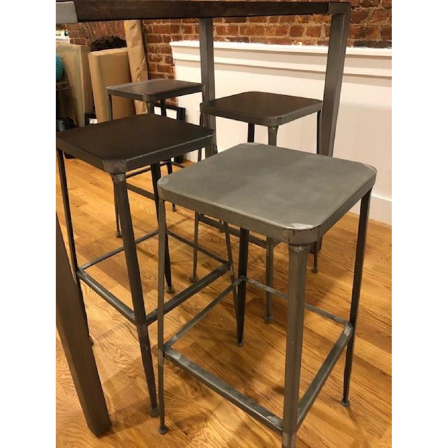 CB2 High Dining Table w/ 4 Steel Bar Stools AptDeco