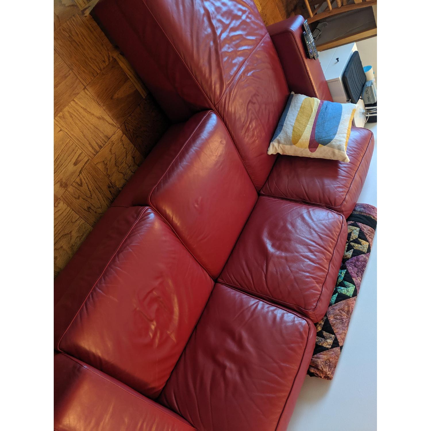 Red Leather Chaise Sectional Sofa - image-2