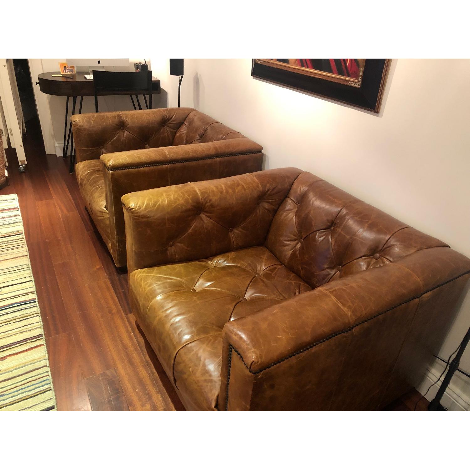 Restoration Hardware Savoy Leather Chairs - image-2
