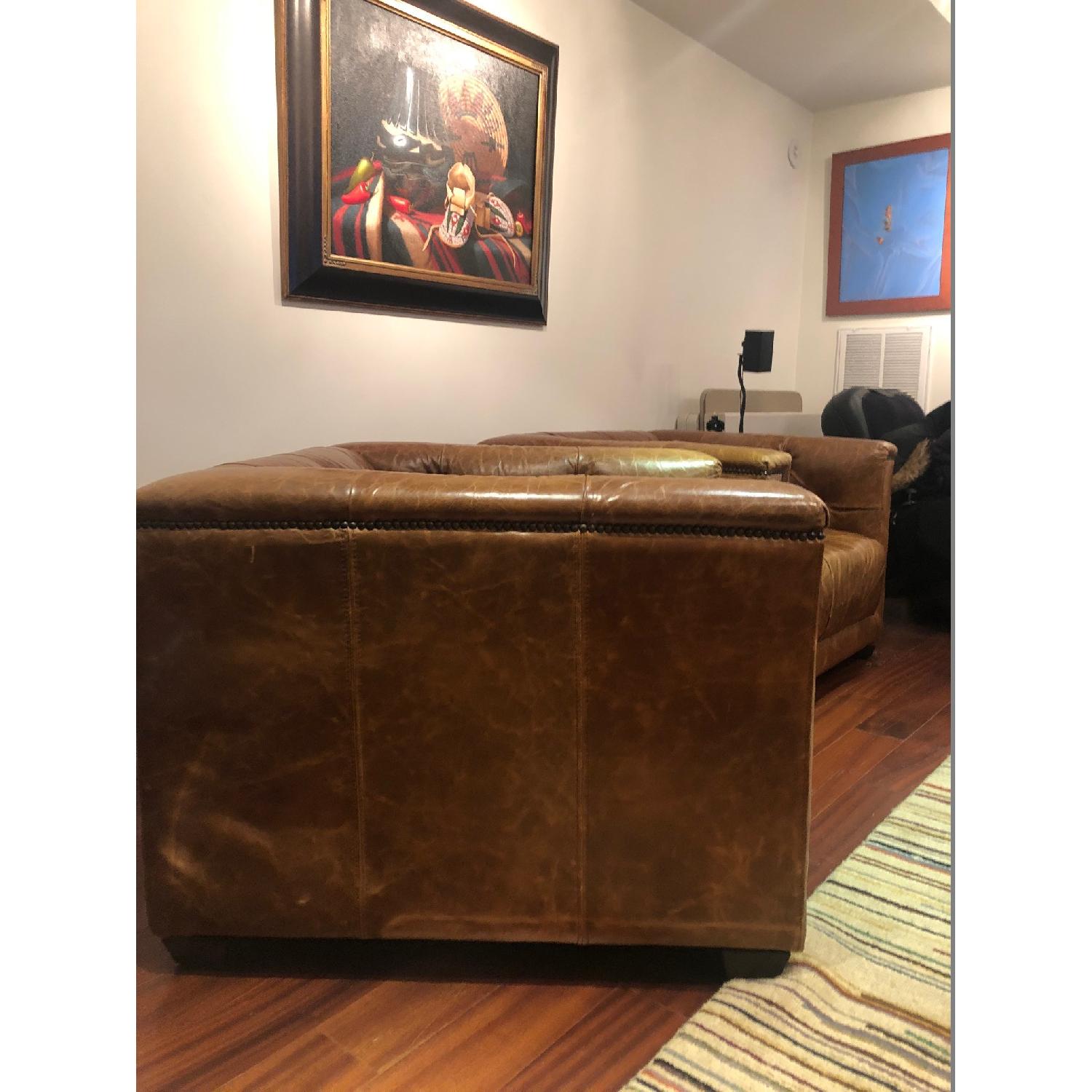 Restoration Hardware Savoy Leather Chairs - image-3