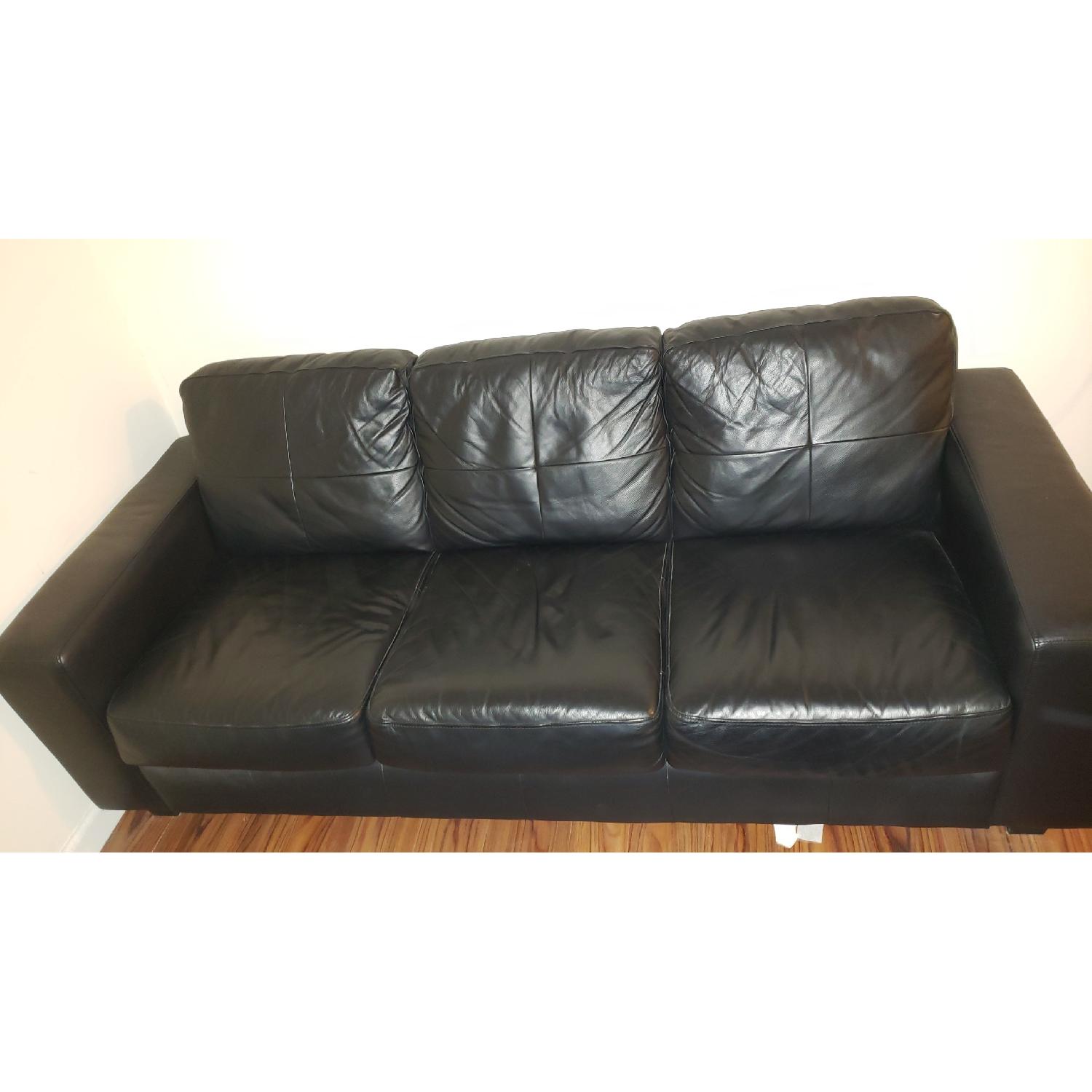 Ikea Black Leather Sofa AptDeco