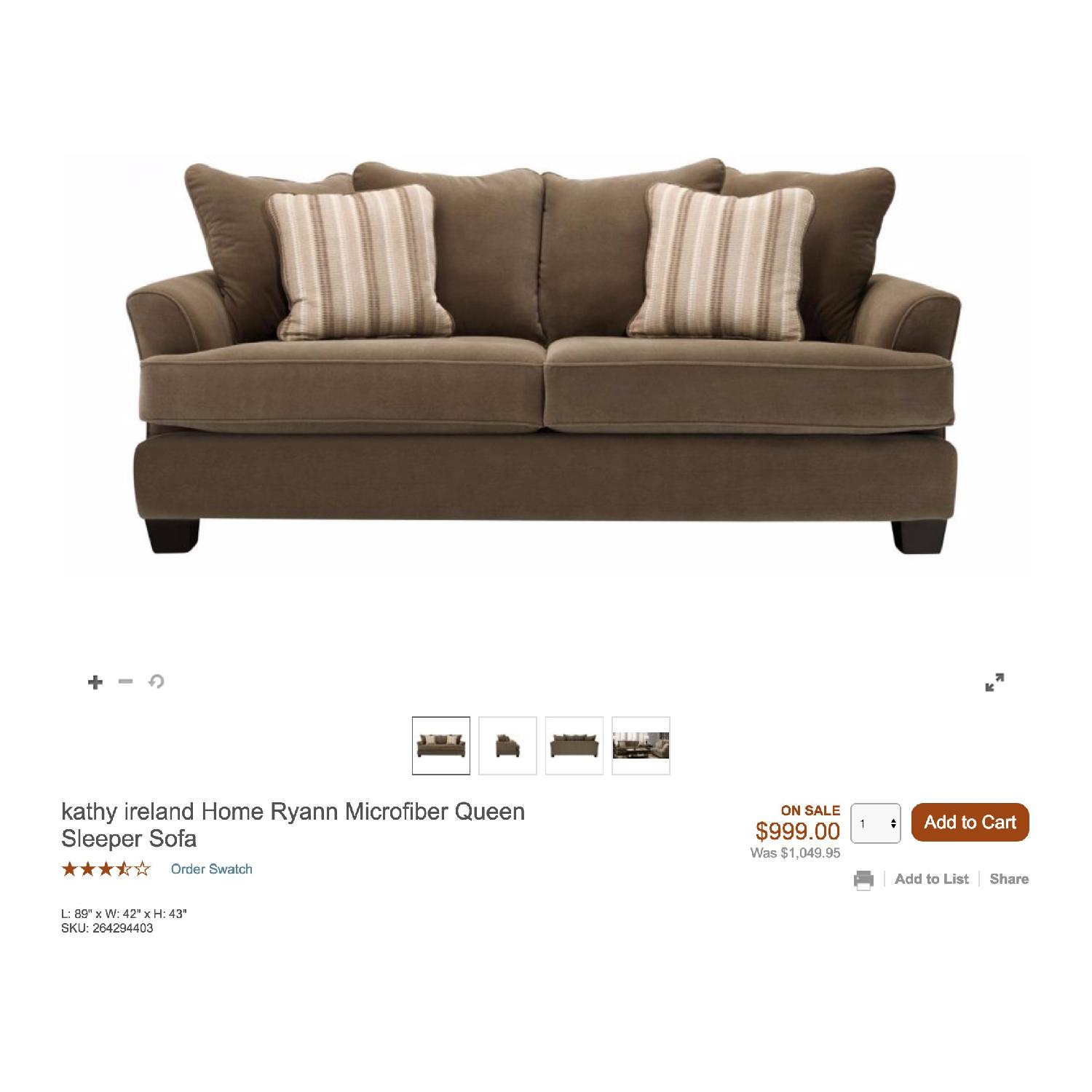 Raymour & Flanigan Microfiber Queen Sleeper Sofa & Ottoman - image-3