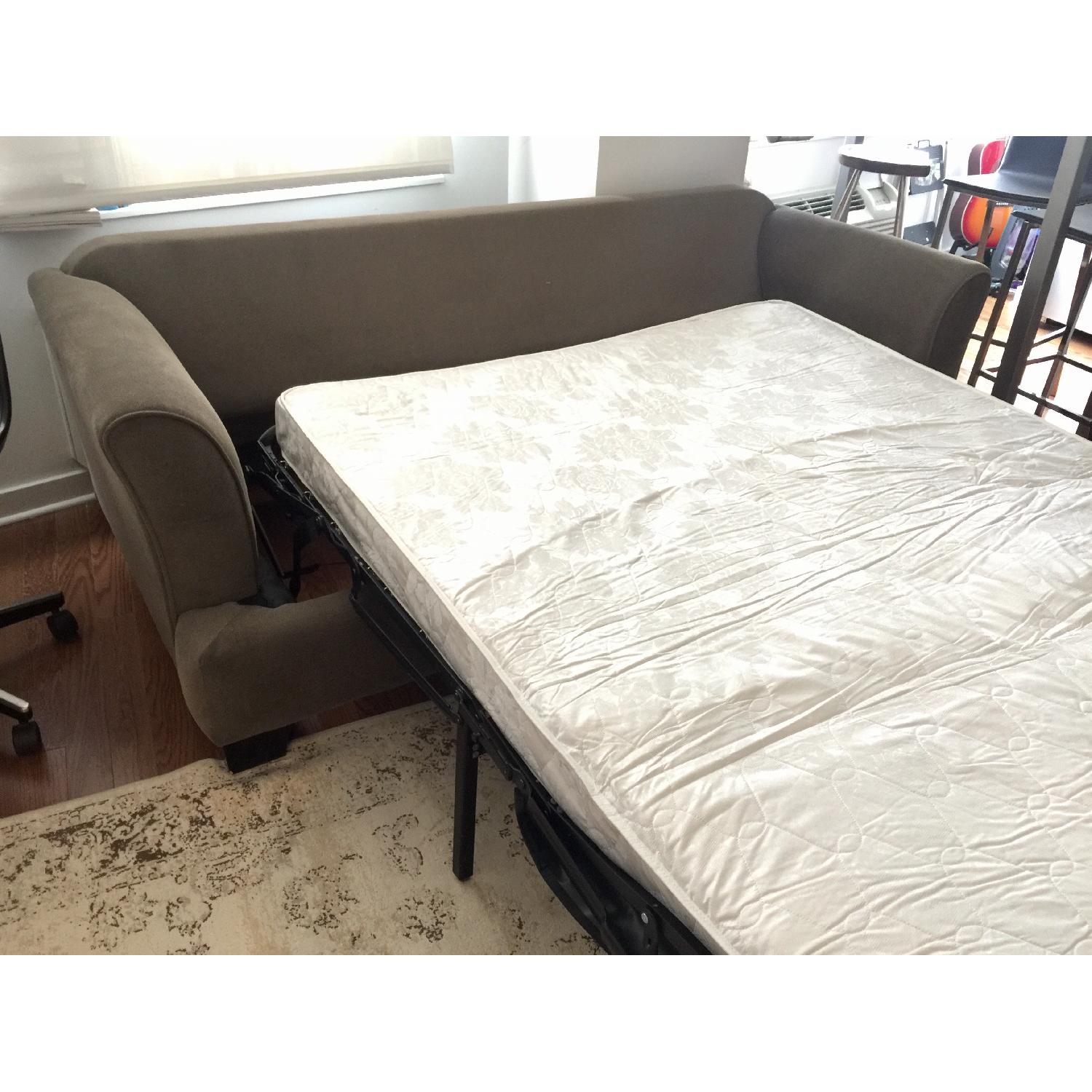 Raymour & Flanigan Microfiber Queen Sleeper Sofa & Ottoman - image-5