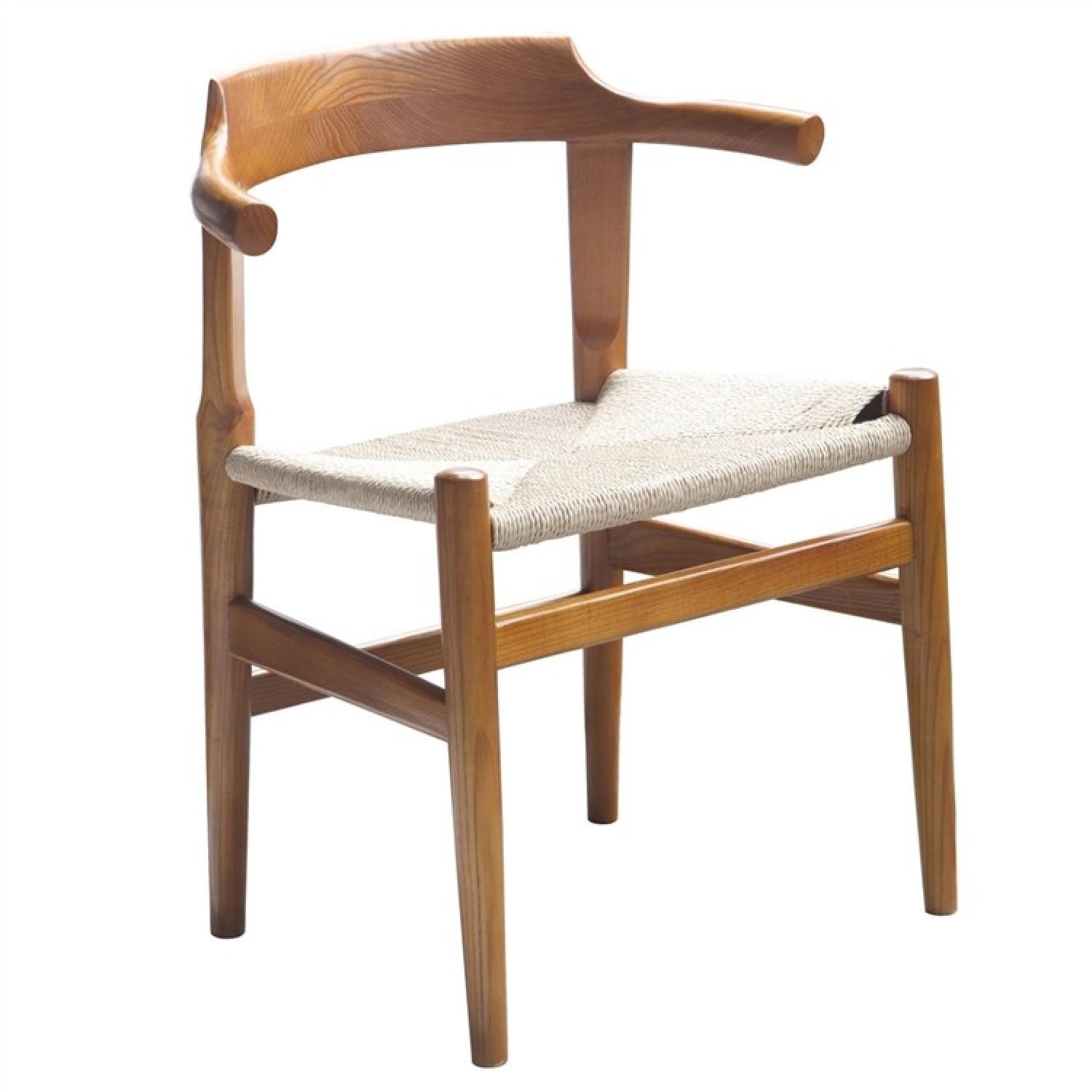Solid Wood Frame Dining Chair W Curved Back Natural Color Aptdeco