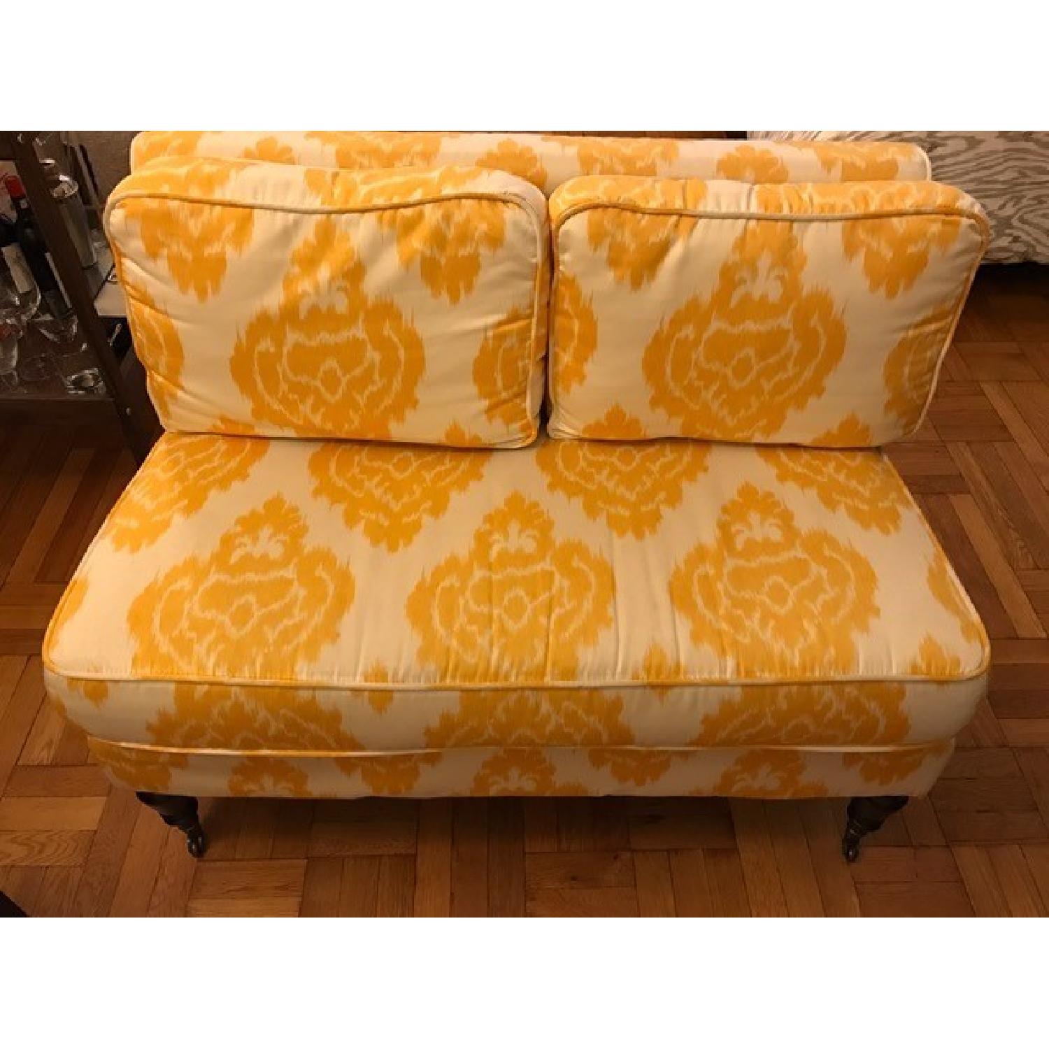 Cassidy Yellow Ikat Settee/Loveseat - image-1