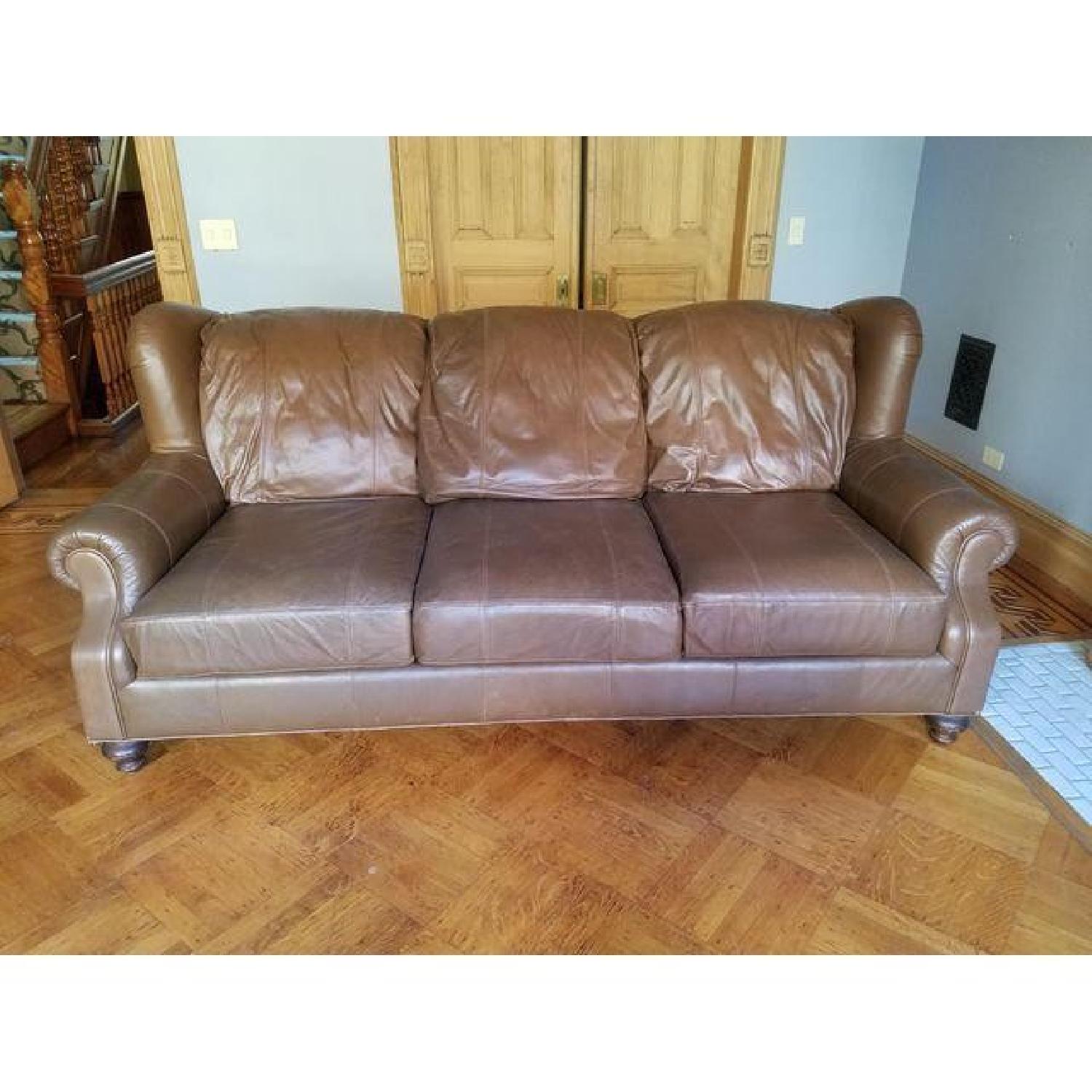 Henredon Brown Leather Sofa - image-2