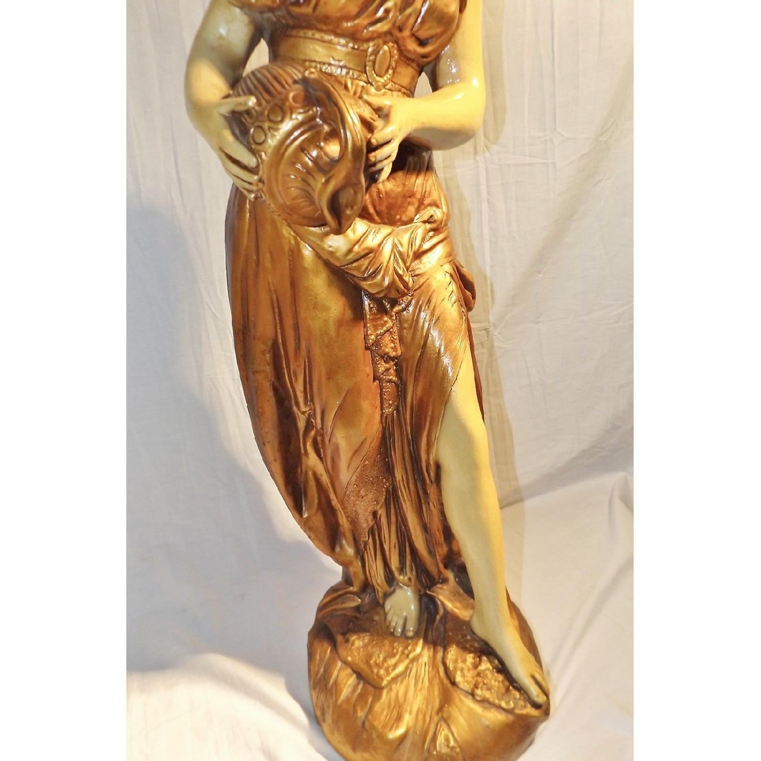 c 1968 Florence Art Ceramic Woman w/ Vessel Large Table Lamp - image-5