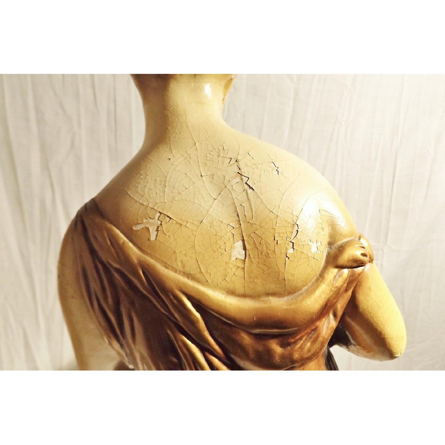 c 1968 Florence Art Ceramic Woman w/ Vessel Large Table Lamp - image-8