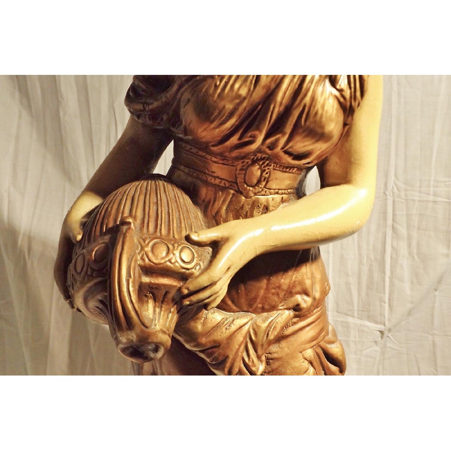 c 1968 Florence Art Ceramic Woman w/ Vessel Large Table Lamp - image-9