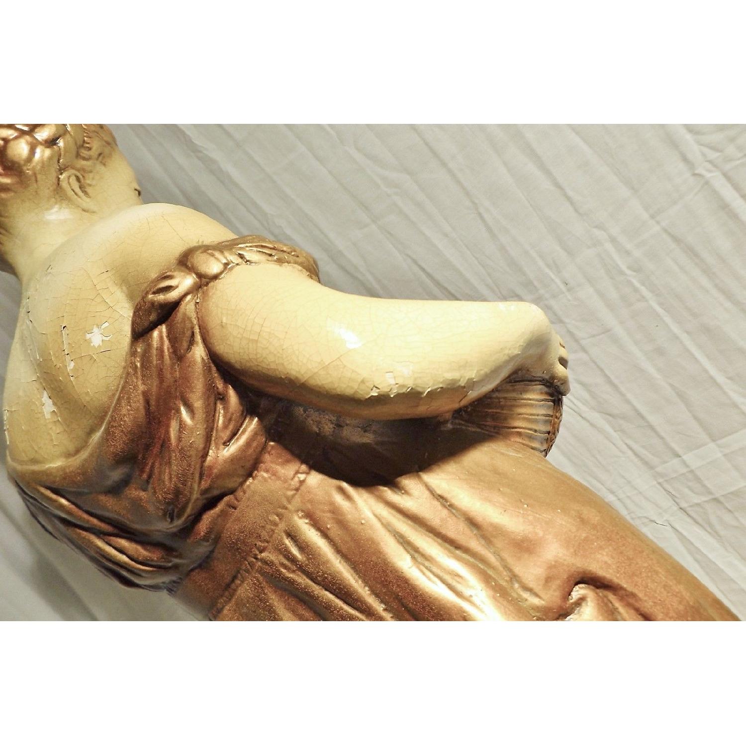 c 1968 Florence Art Ceramic Woman w/ Vessel Large Table Lamp - image-10