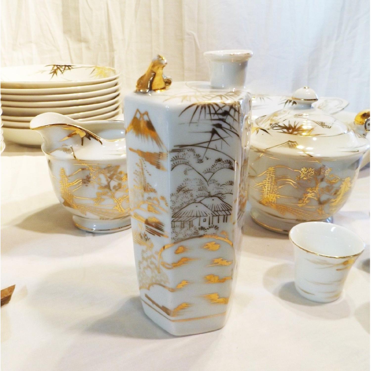 Vintage Japanese Kutani Porcelain Hand-Painted China Setting for 8 - image-9