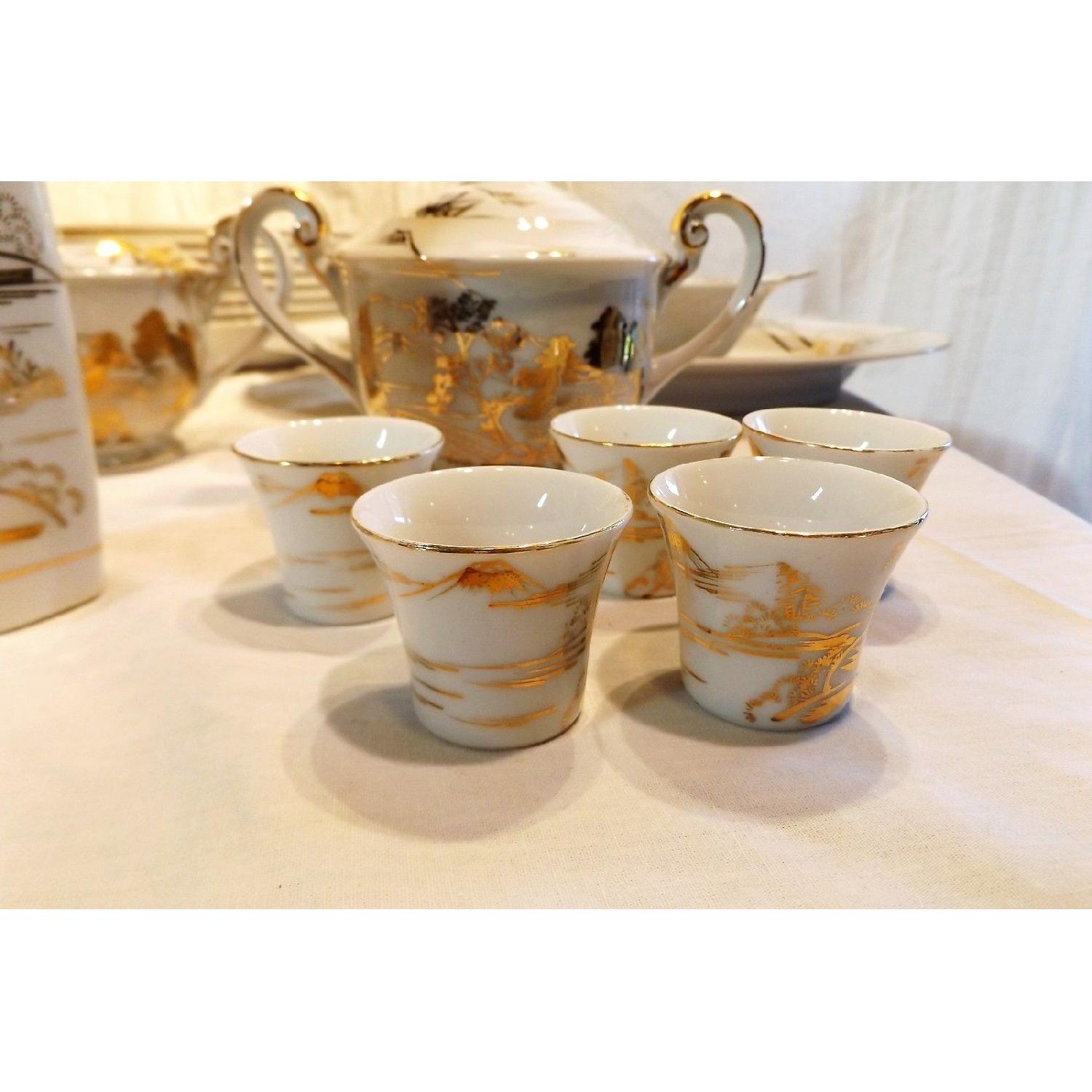 Vintage Japanese Kutani Porcelain Hand-Painted China Setting for 8 - image-10