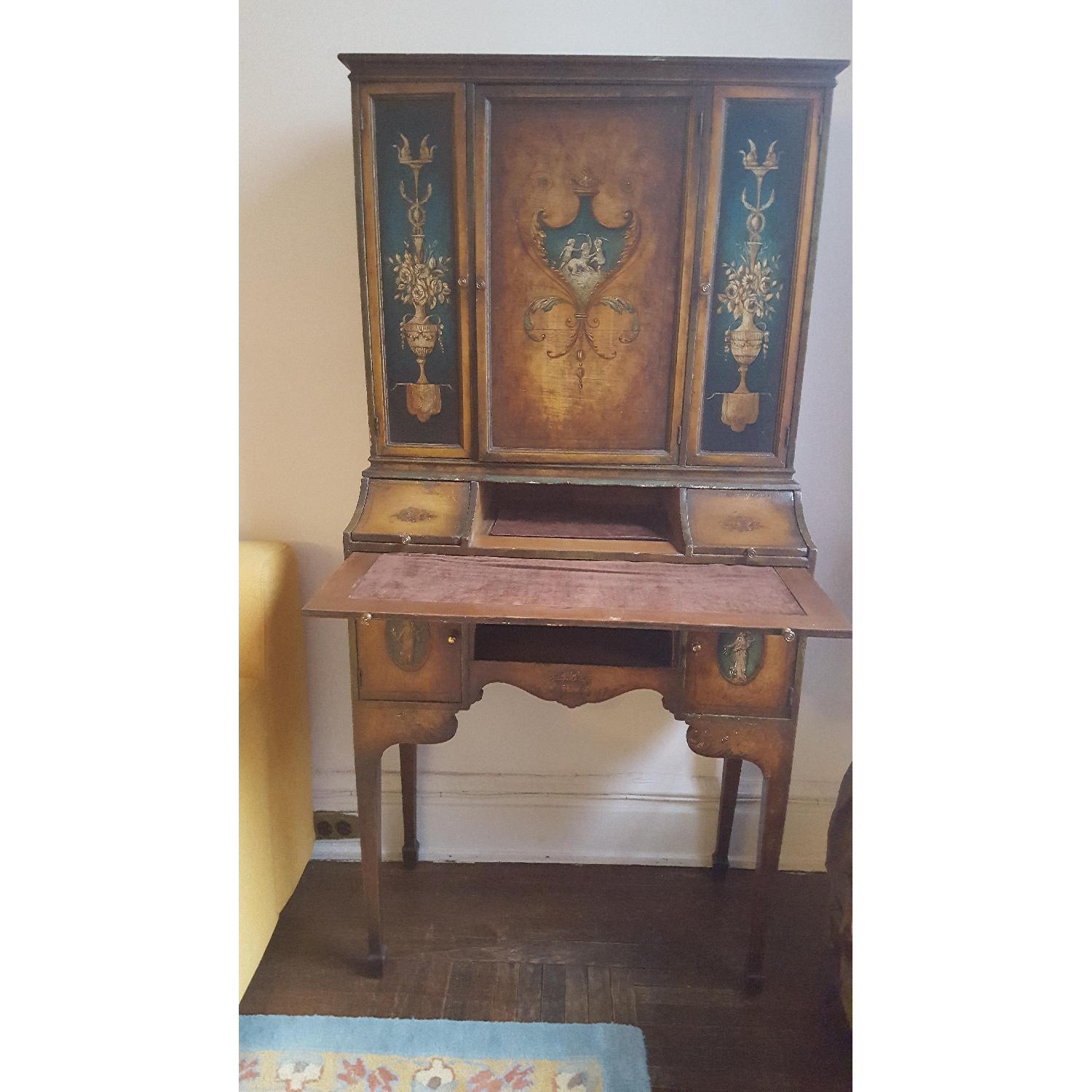 Antique Hand-Painted French Secretary Desk - image-7
