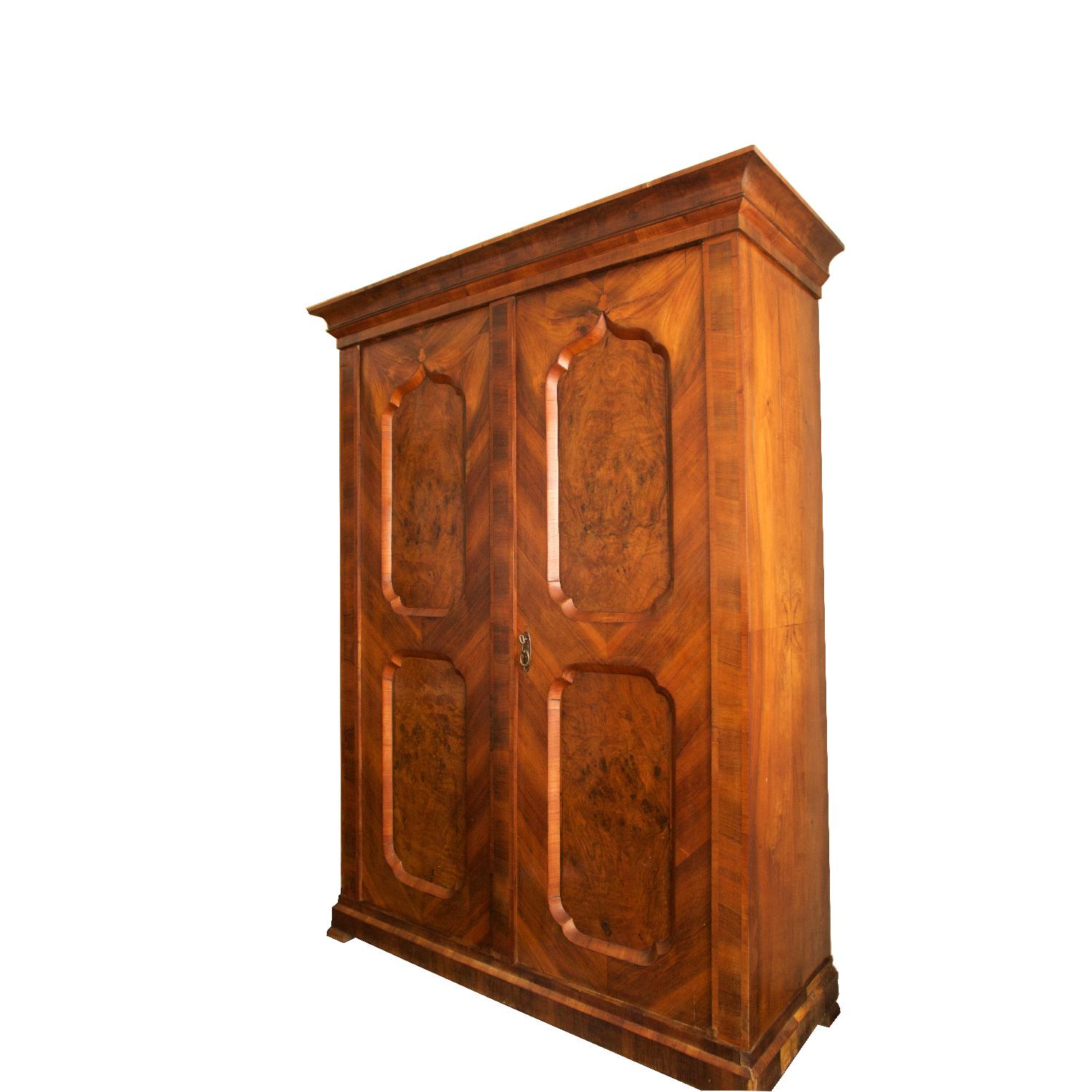 19th Century Biedermeier Antique Walnut Wardrobe/Armoire - image-2