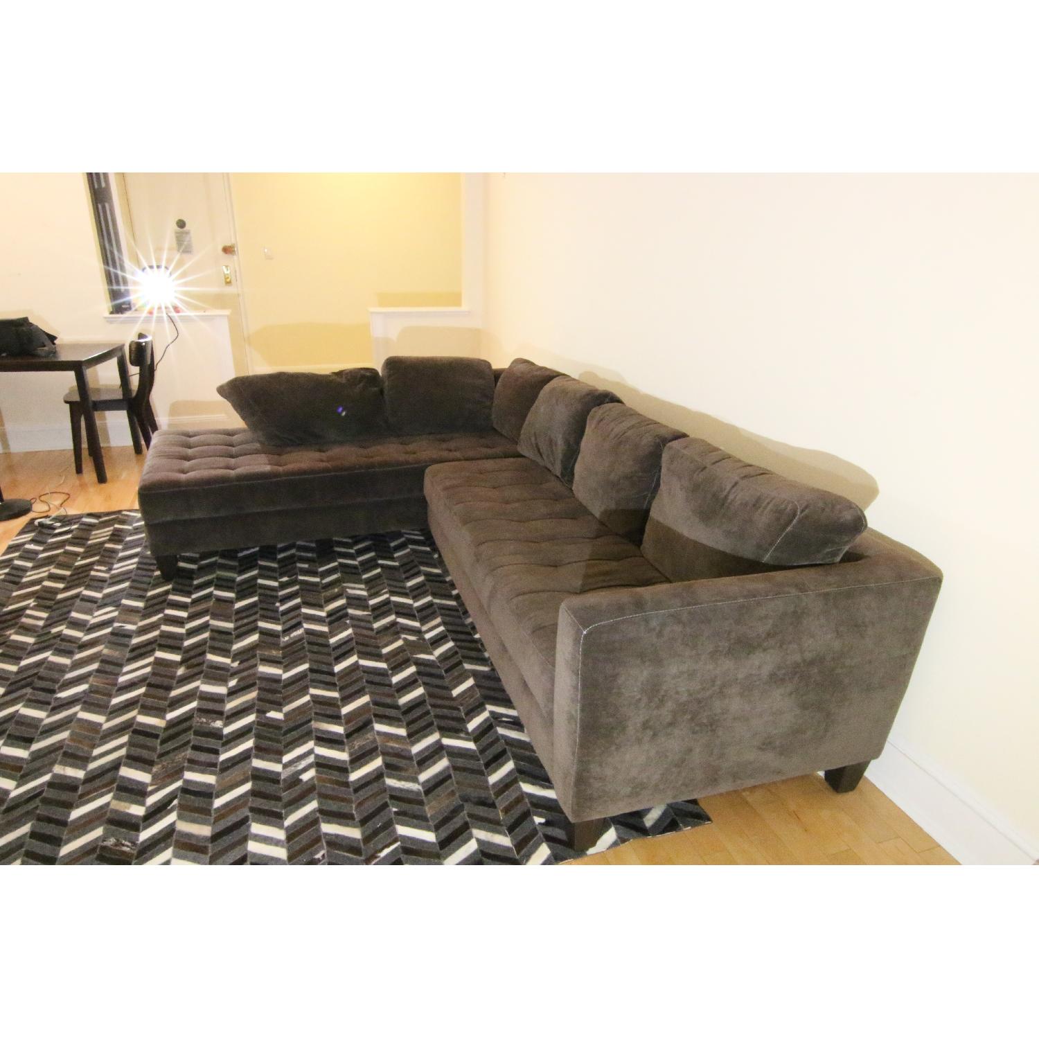 Dark Brown Fabric Sectional Sofa - image-2