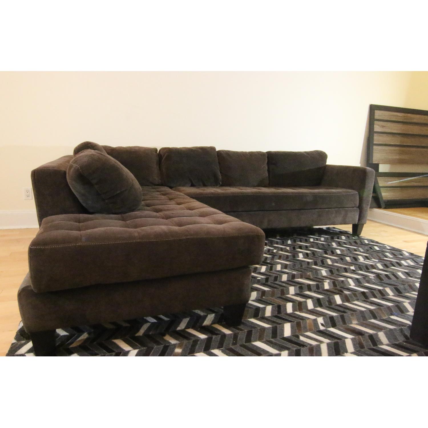 Dark Brown Fabric Sectional Sofa - image-3