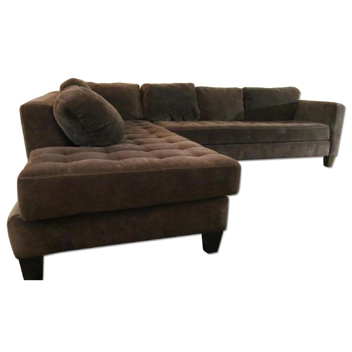 Dark Brown Fabric Sectional Sofa - image-0