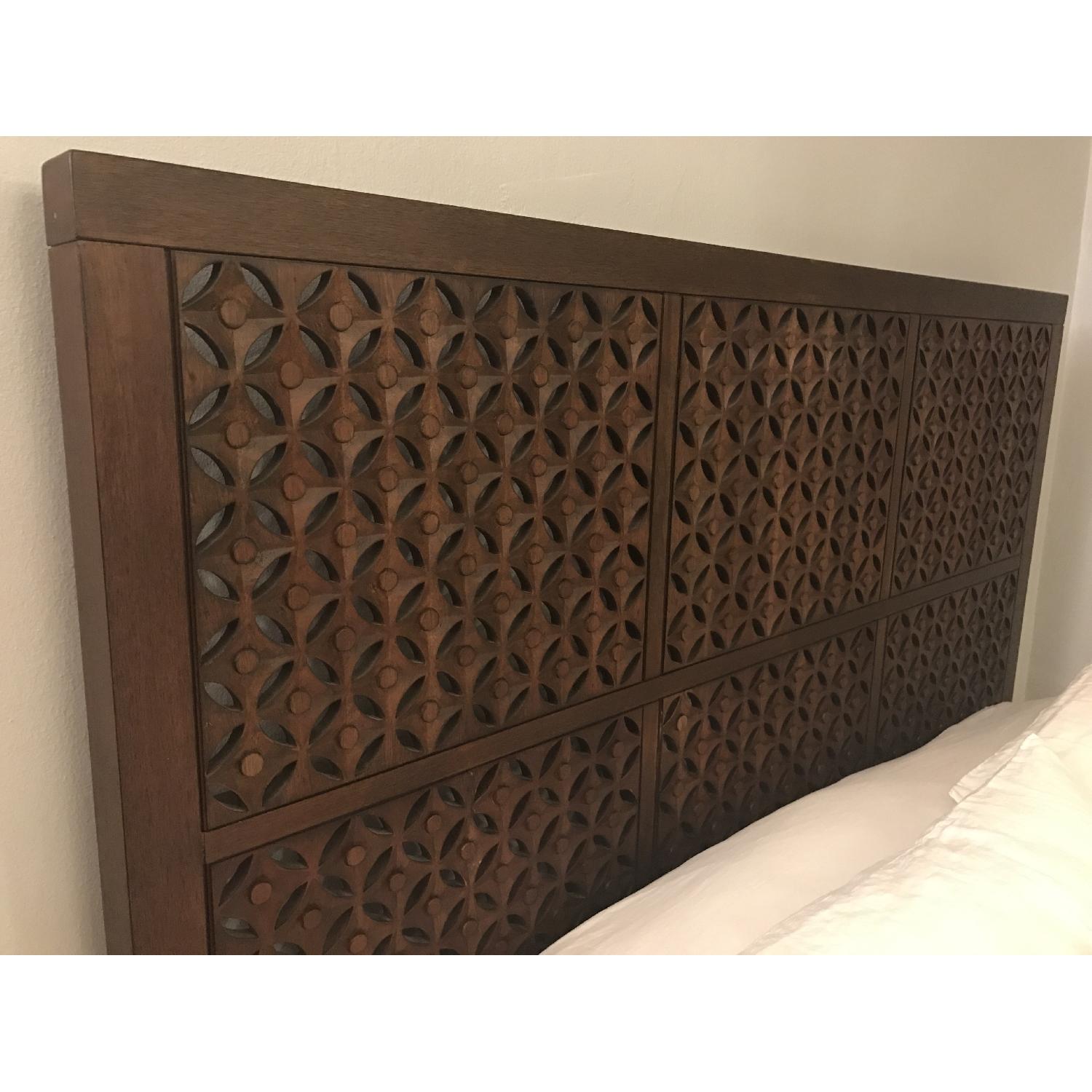 West Elm Carved Wood Queen Sized Headboard - image-1