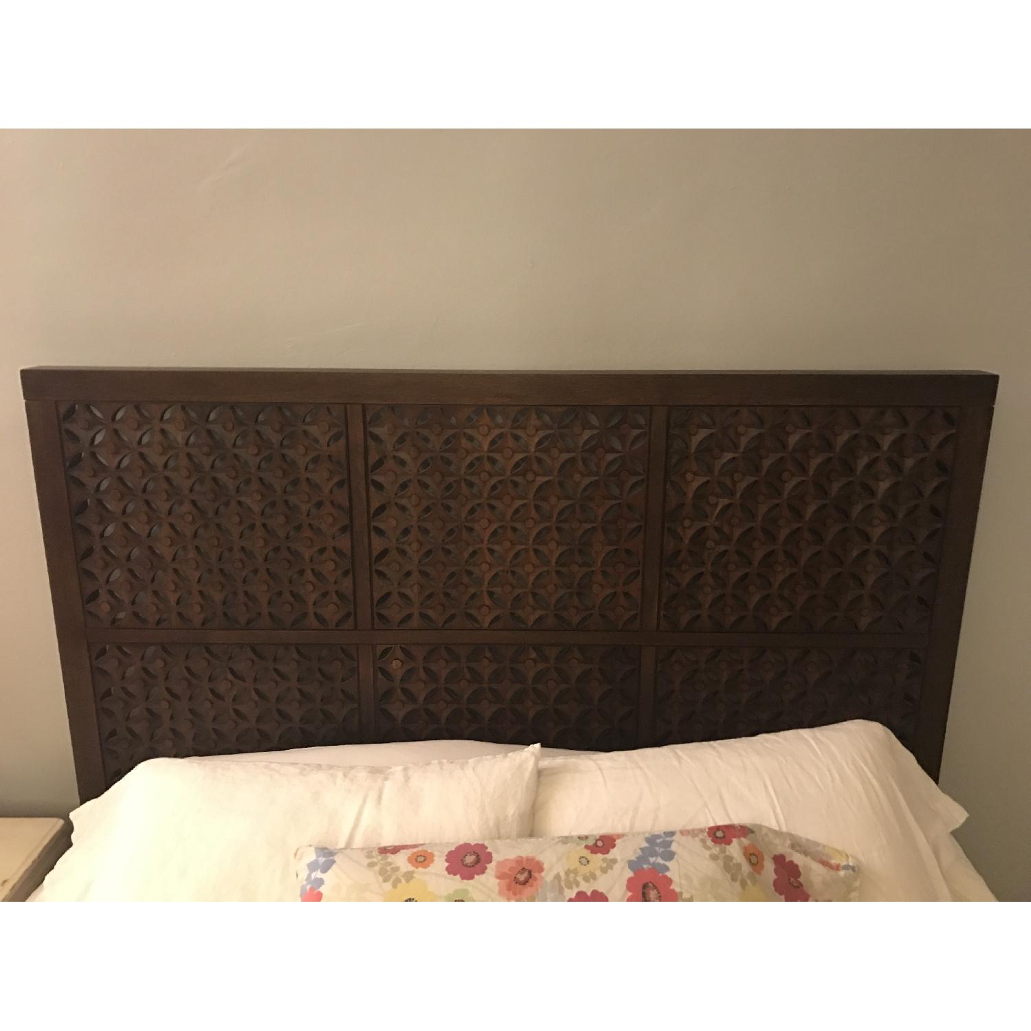 West Elm Carved Wood Queen Sized Headboard - image-3