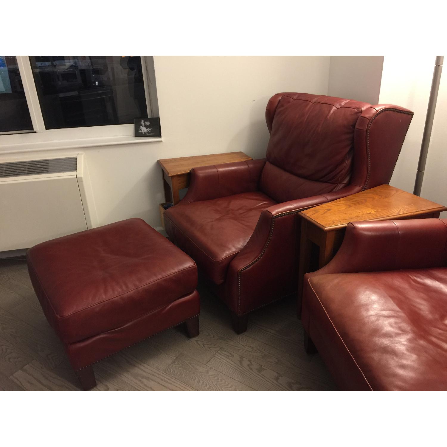 Henredon Red Leather Armchair - image-2