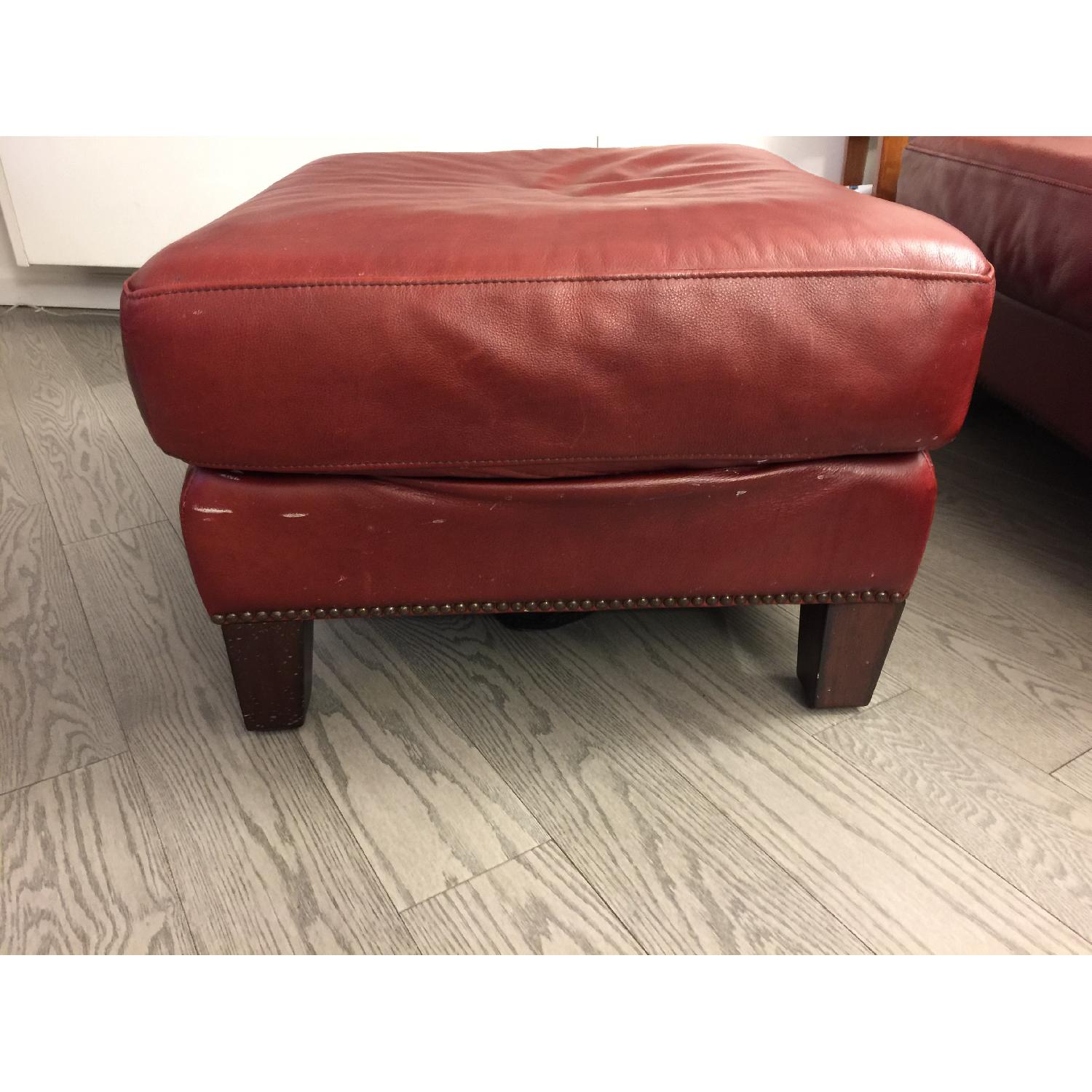 Henredon Red Leather Ottoman - image-1