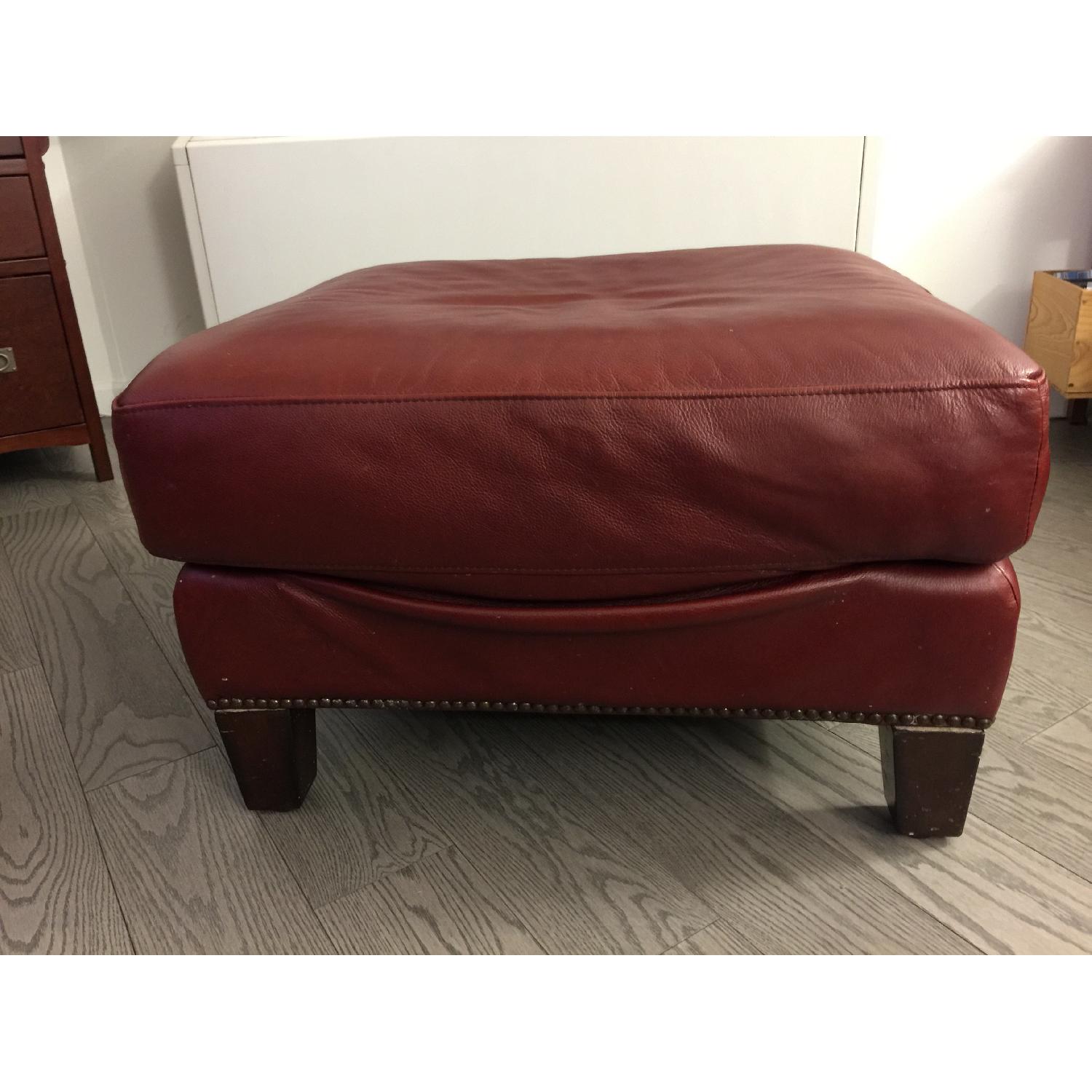 Henredon Red Leather Ottoman - image-2