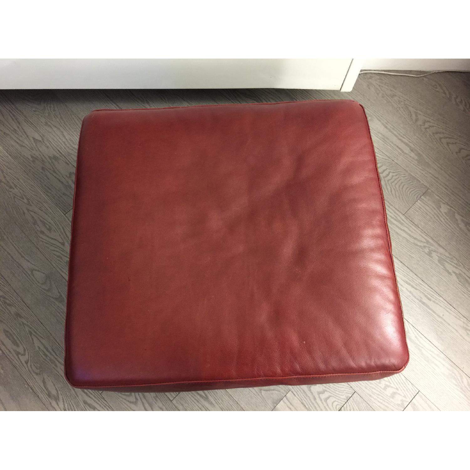 Henredon Red Leather Ottoman - image-3