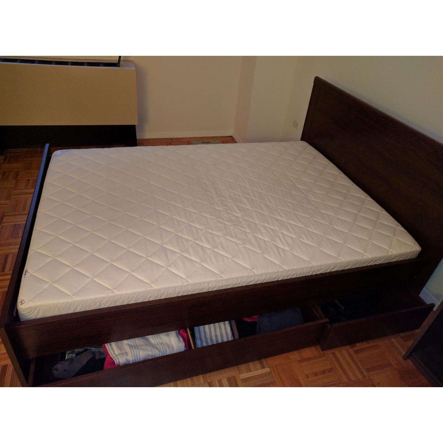 Ikea Full Size Bed Frame w/ 4 Storage Boxes - image-5