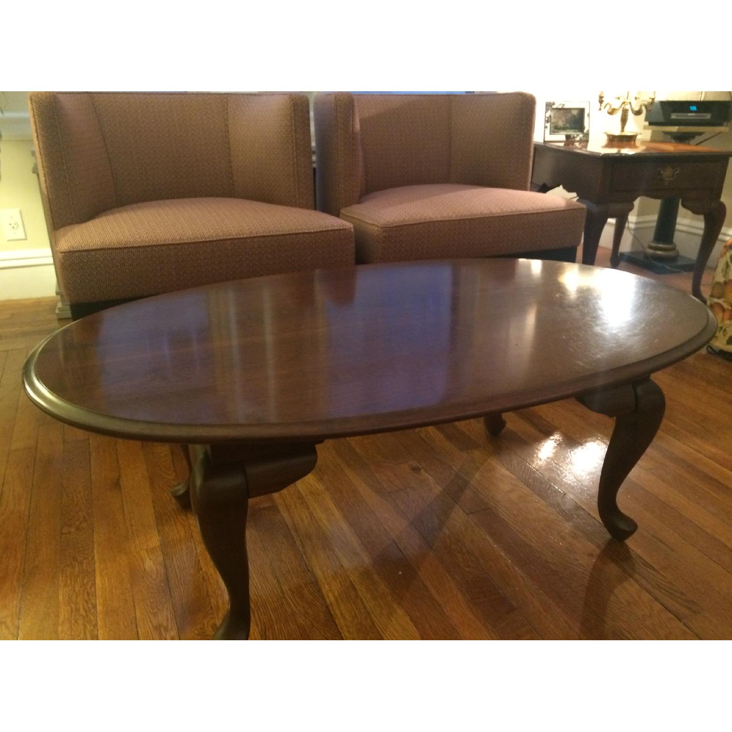 Broyhill Hardwood Cherry Oval Coffee Table - image-2