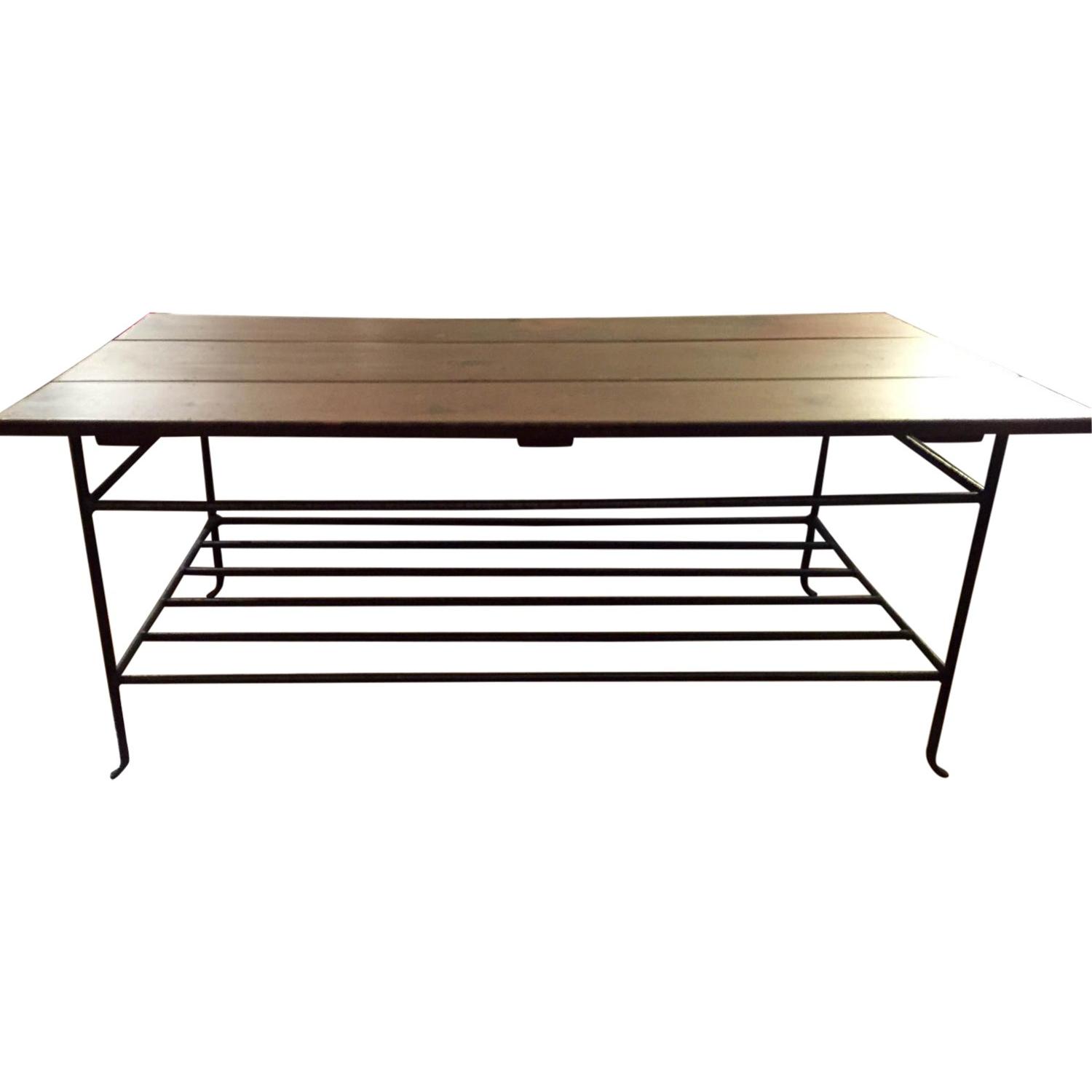 Wood & Wrought Iron Coffee Table - image-0