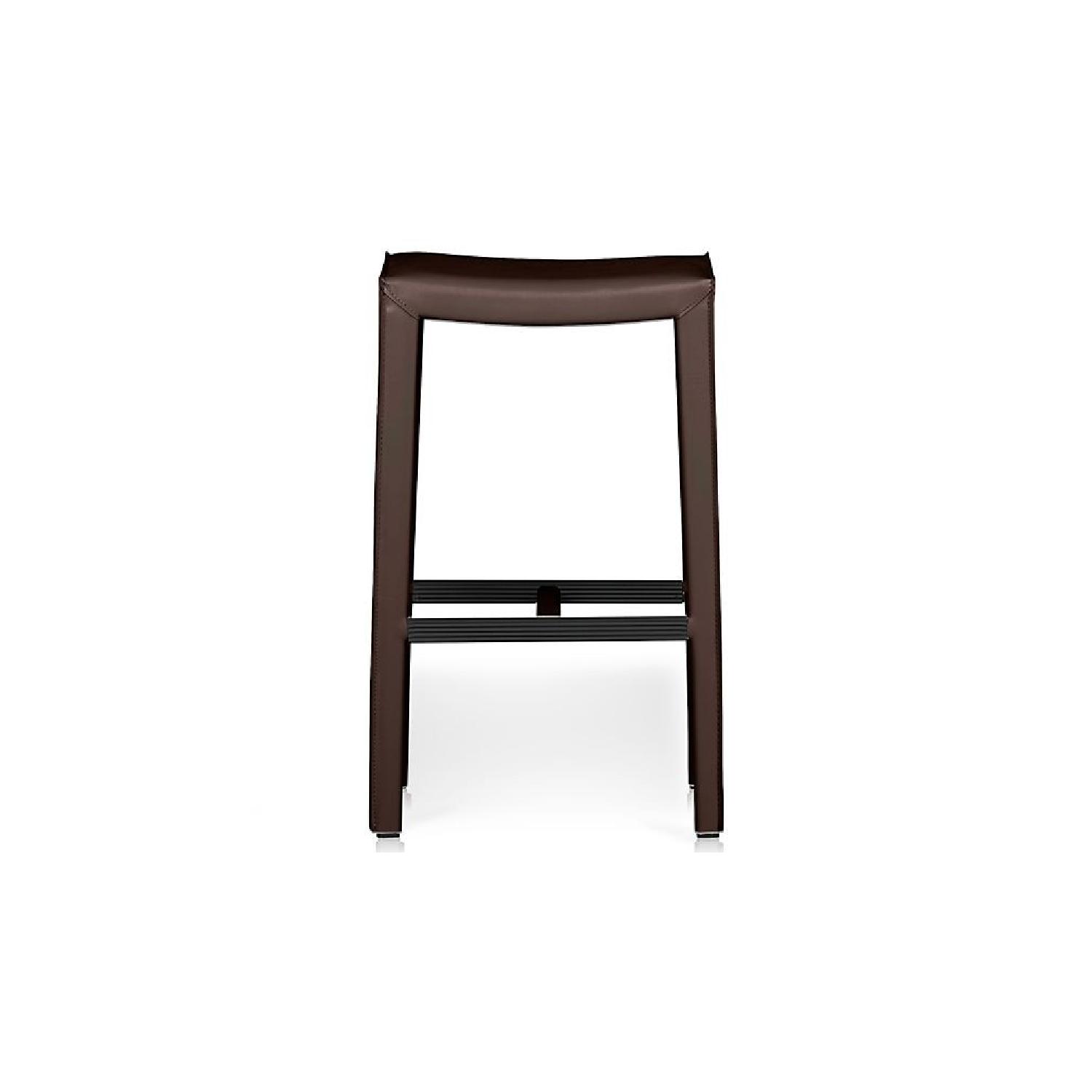 Crate & Barrel Folio Saddle TopGrain Leather Bar Stools AptDeco